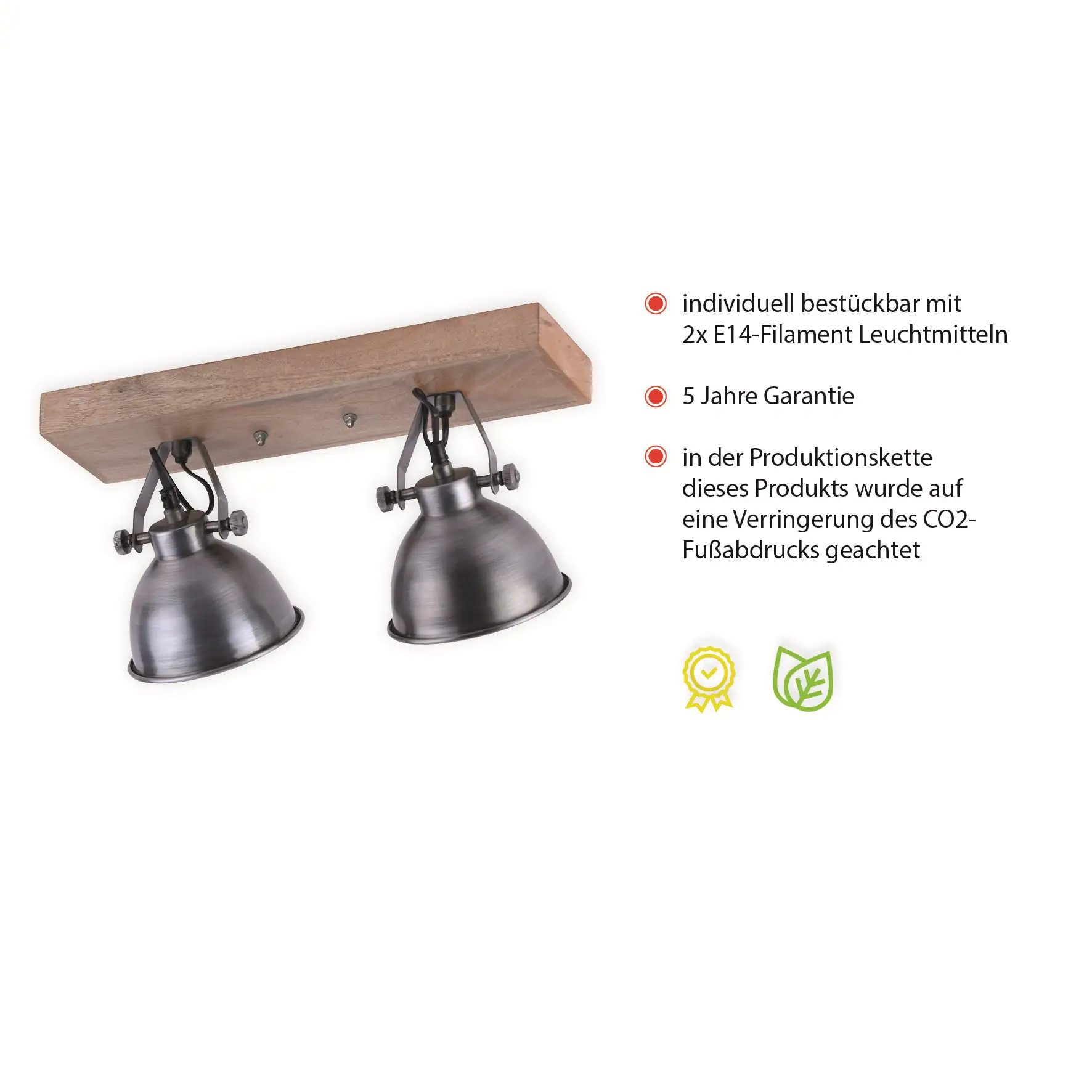 JustLight 2er Spot Samia eisen 44,5 x 24 cm E14, max. 40 W