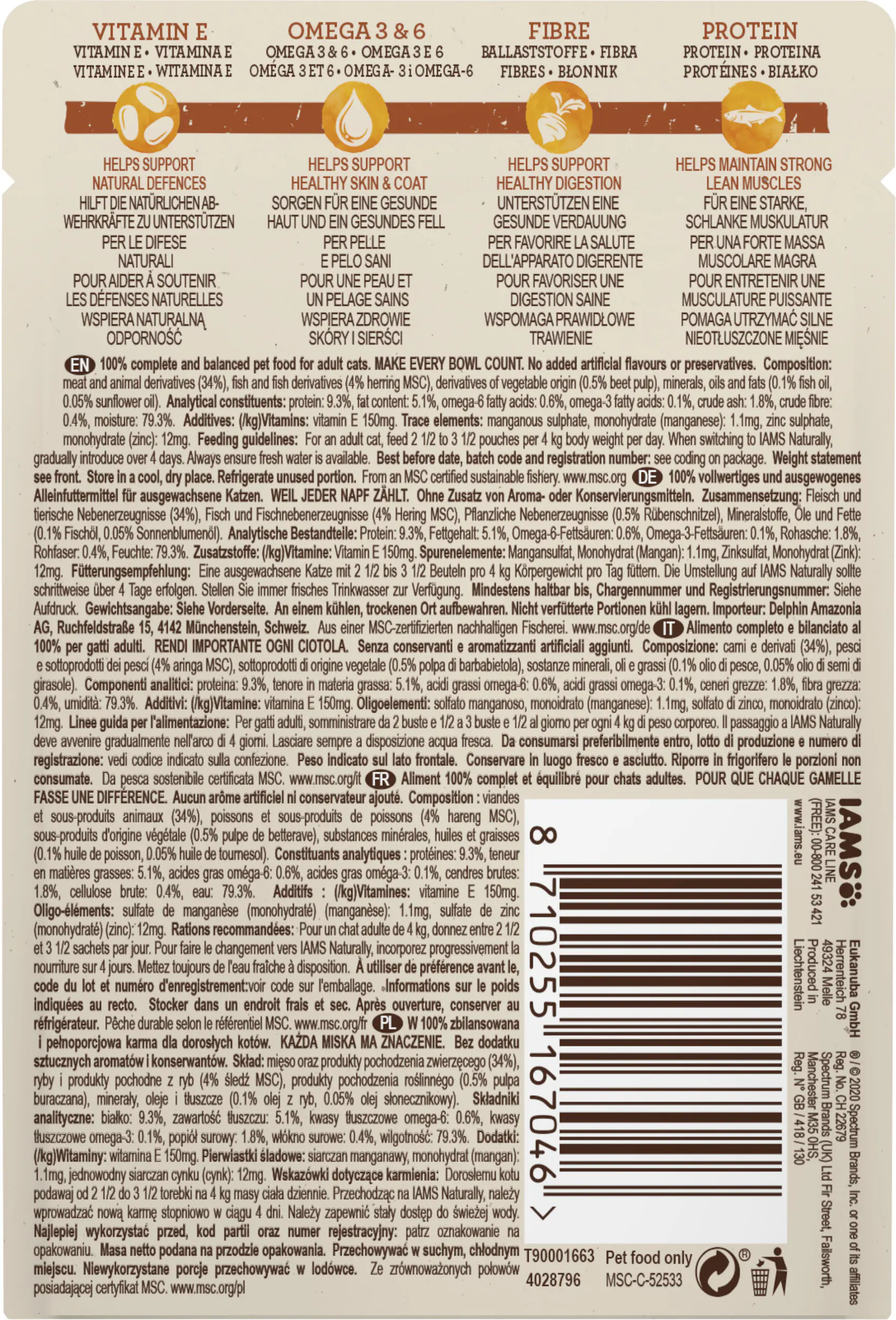 IAMS Naturally Katze Erw. Hering 85g 85g