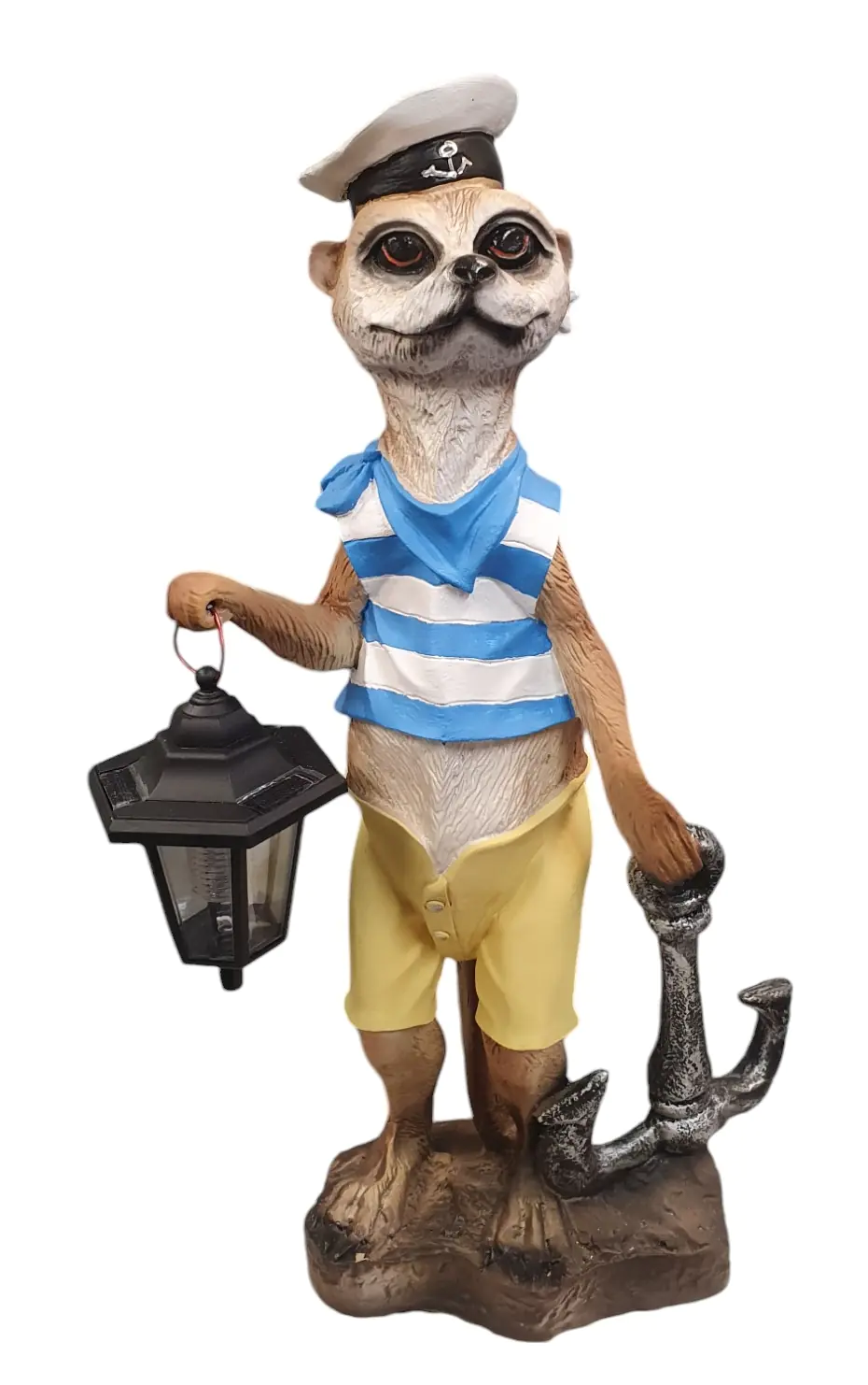 Figur Erdmännchen mit Anker 61 x 21 x 14 cm braun