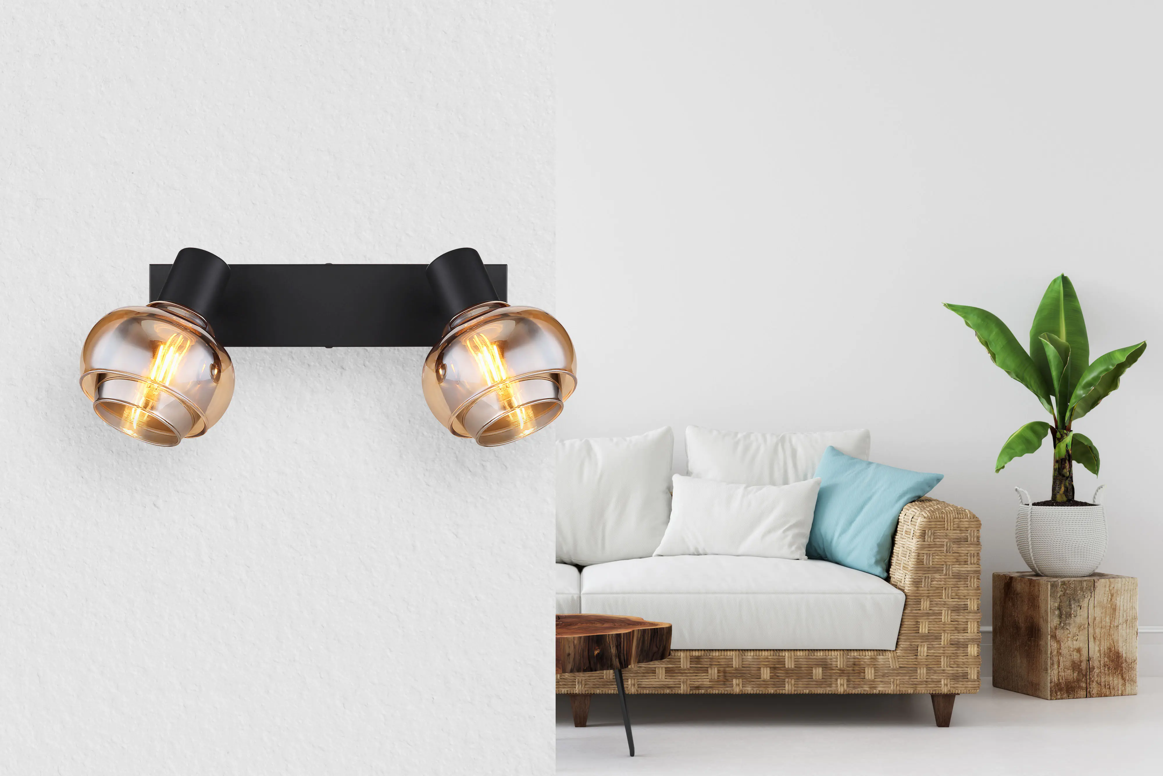 Globo 2er Spot Tokki schwarz matt 26 x 26 x 13,5 cm E14