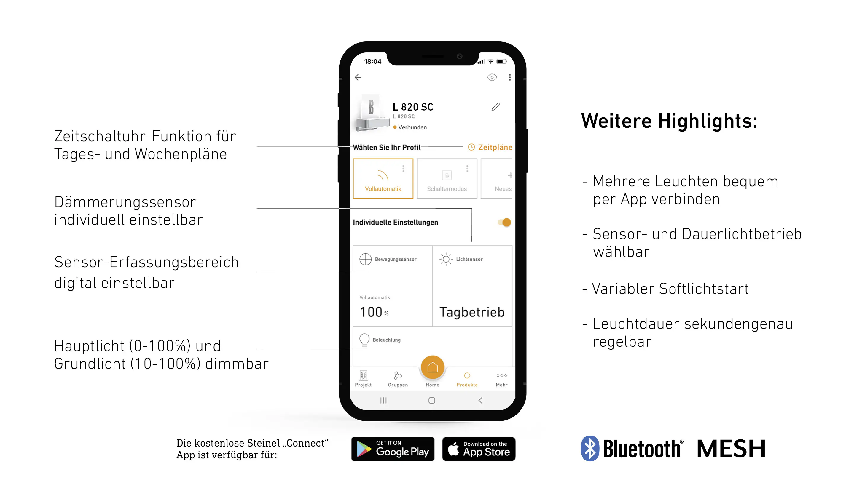 Steinel LED Aussenleuchte Sensor L820 SC SI 9,8W, silber