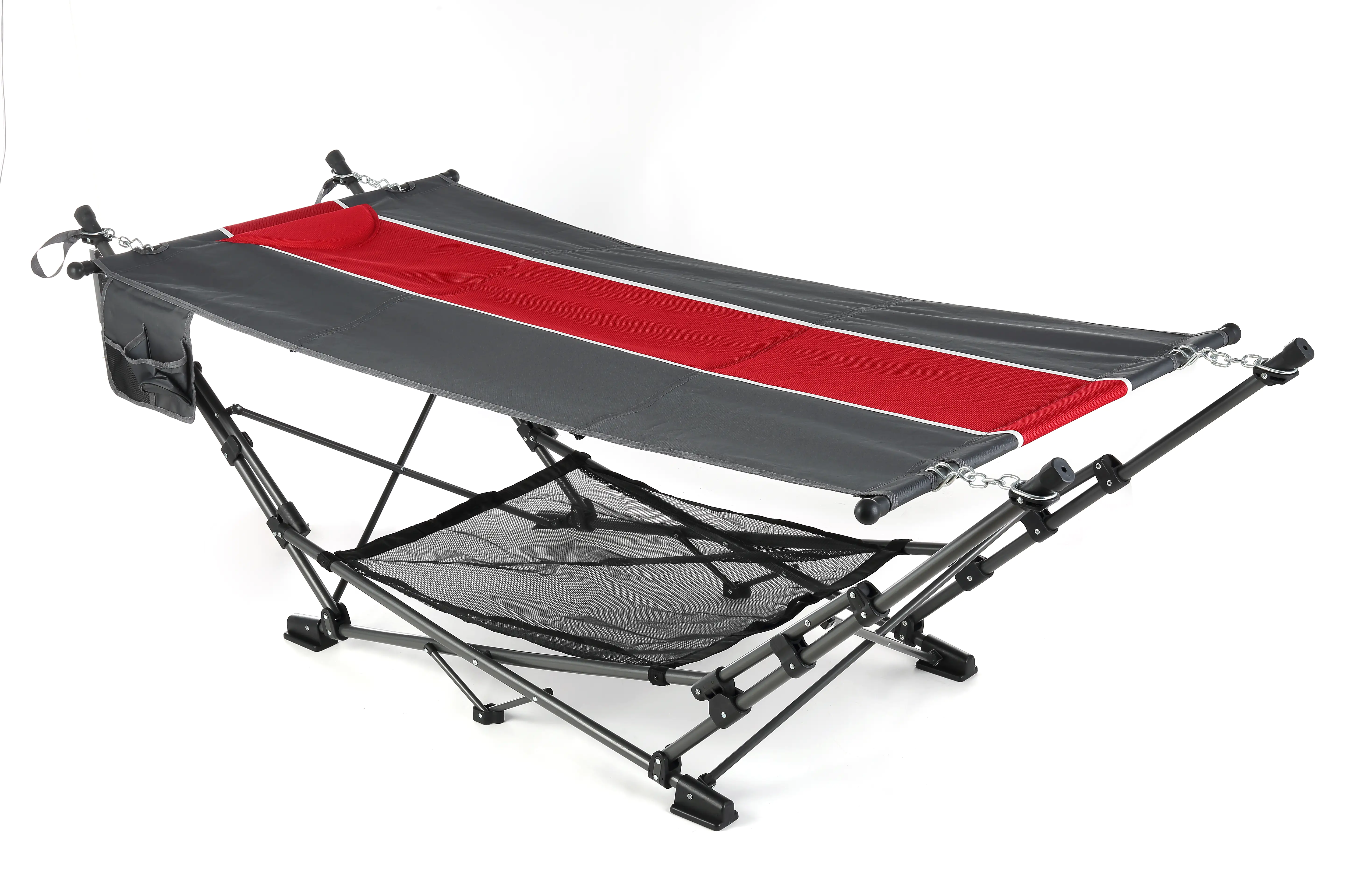 4333692234740 Primaster Camping Hängematte rot grau