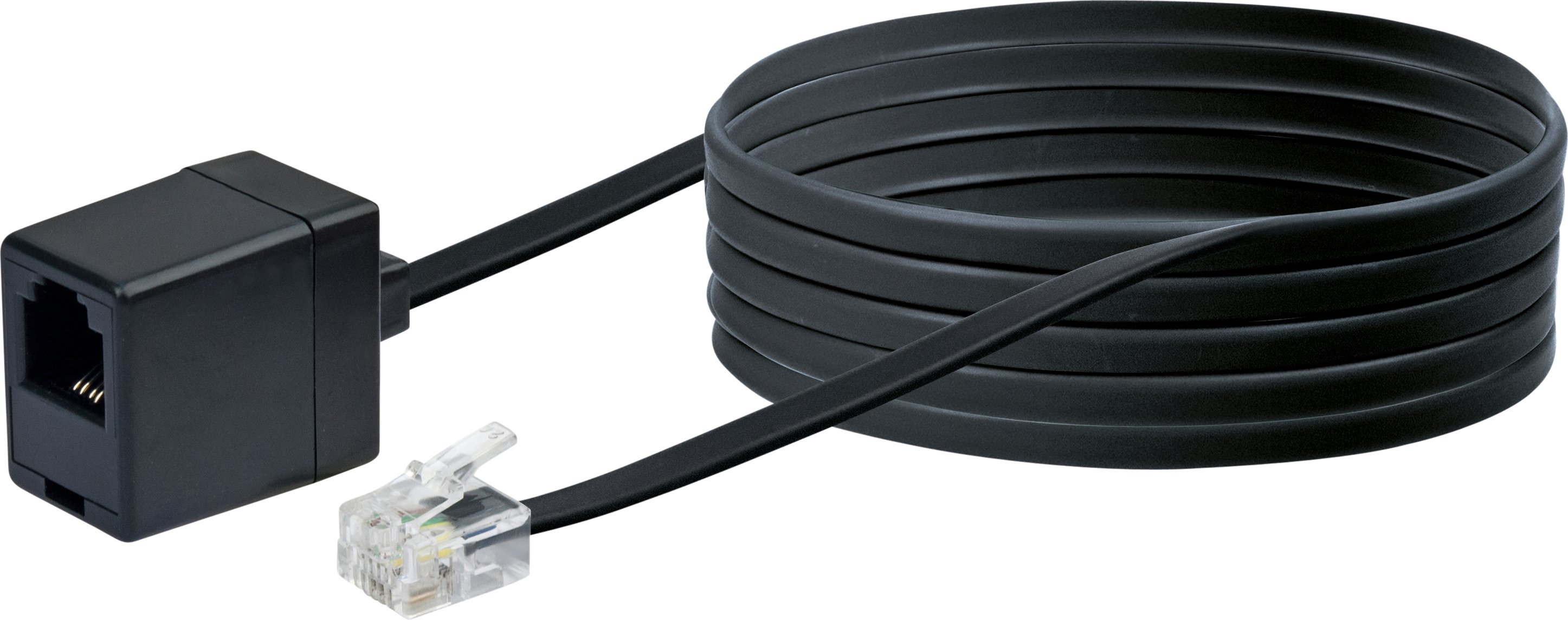 Schwaiger Telefon Verlängerungskabel TVL6332 533 RJ11 schwarz, 10,0m, 1x RJ11 Stecker / 1x RJ11 Buchse