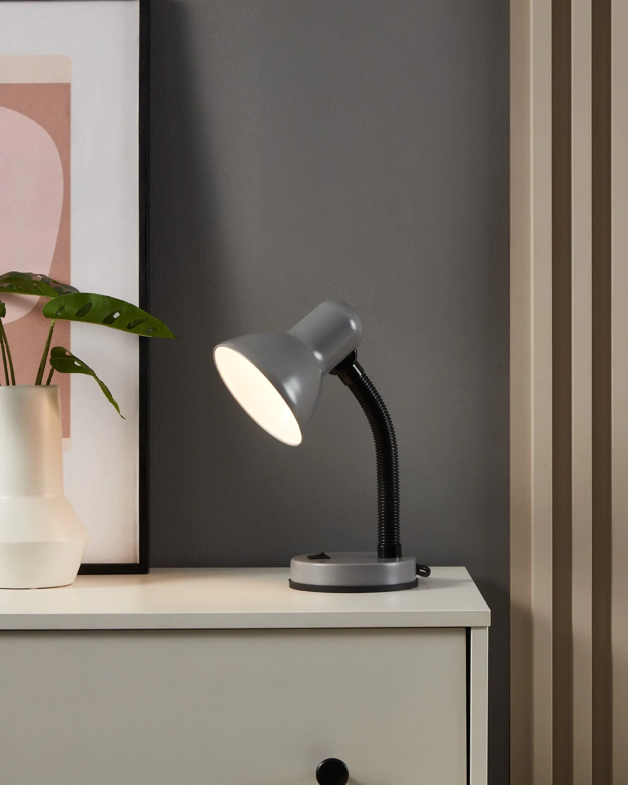 Eglo Tischleuchte Basic 1 silber 30 cm E27