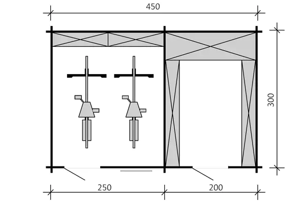 SKAN HOLZ Freizeithaus Lausanne 450 x 300 cm natur mit Fußboden, 2. Schalung