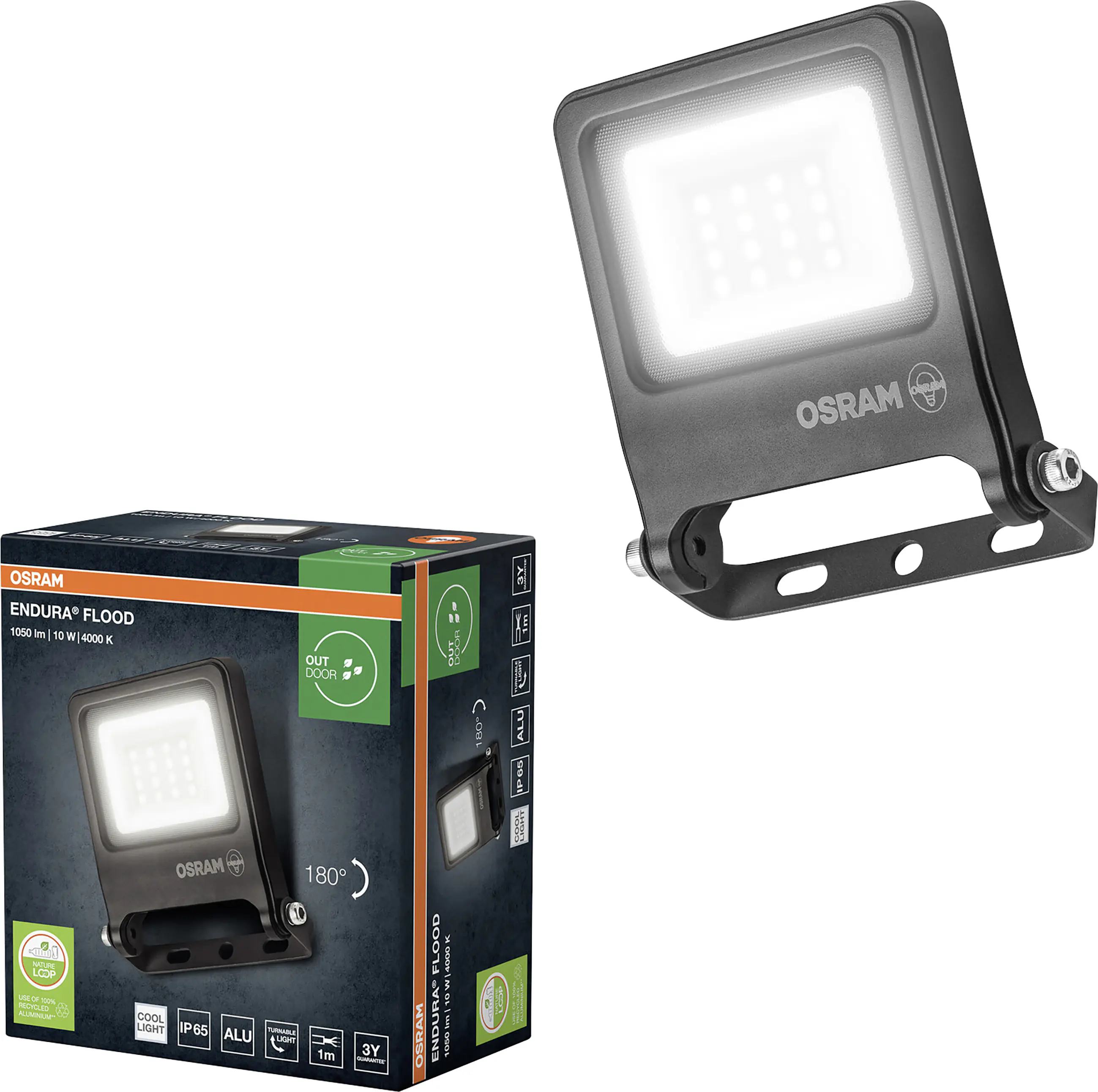 Osram Außenleuchte ENDURA Flood 10W PCR dunkelgrau kaltweiß