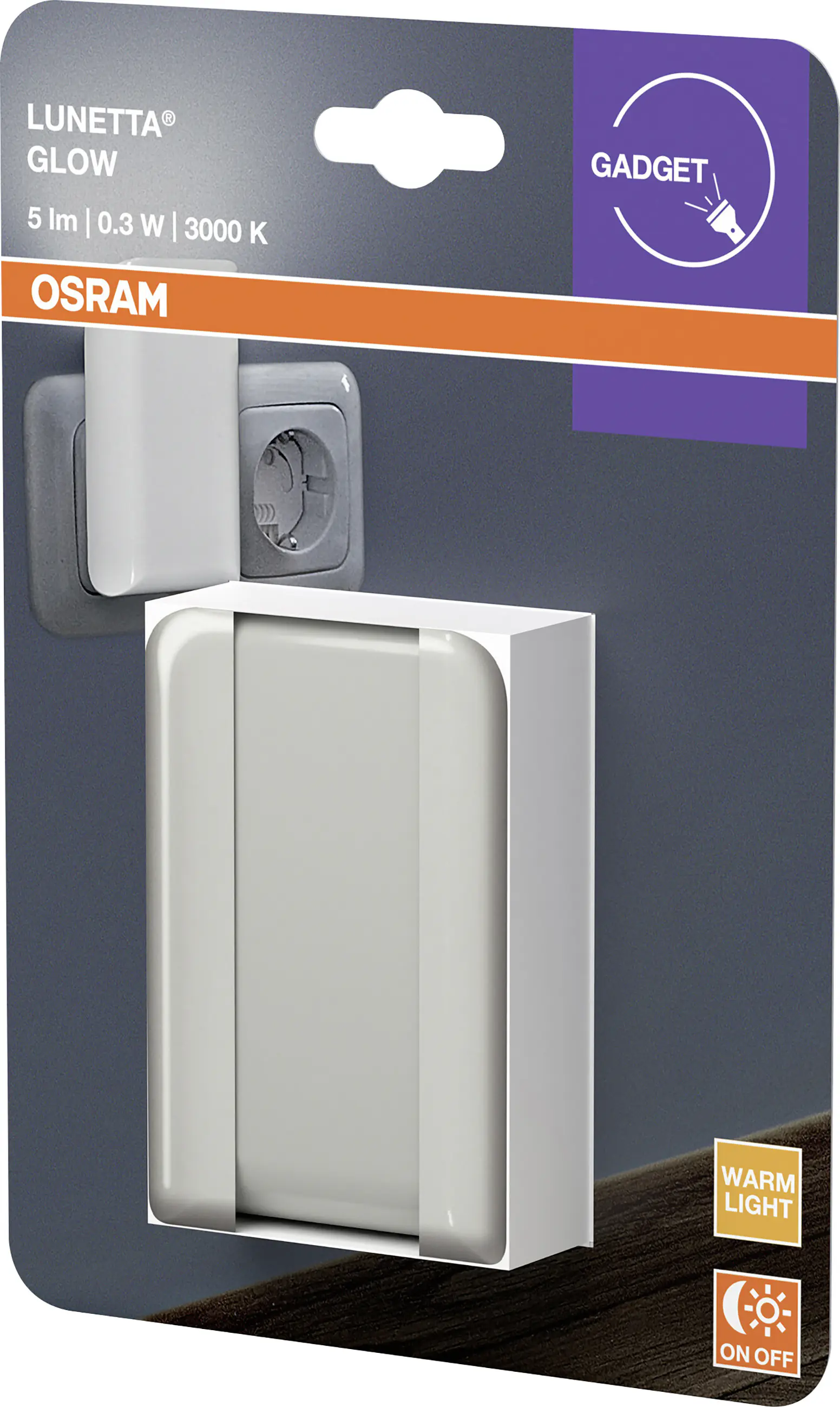 Osram LED-Nachtlicht Lunetta Glow mit Tag-/Nacht Sensor 9 cm warmweiß weiß