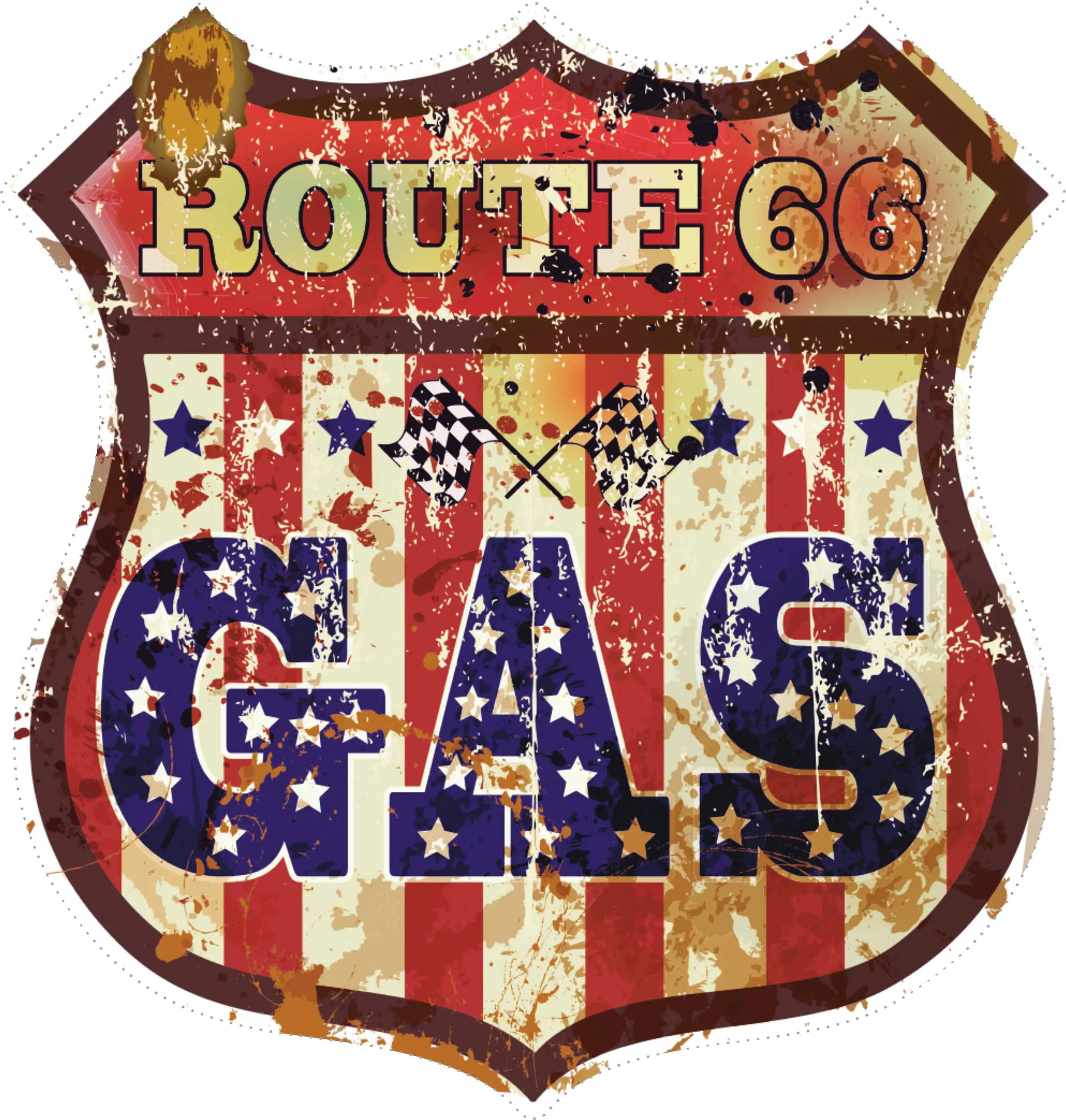 Hermann Schütz Aufkleber Route 66 Gas 105x105mm