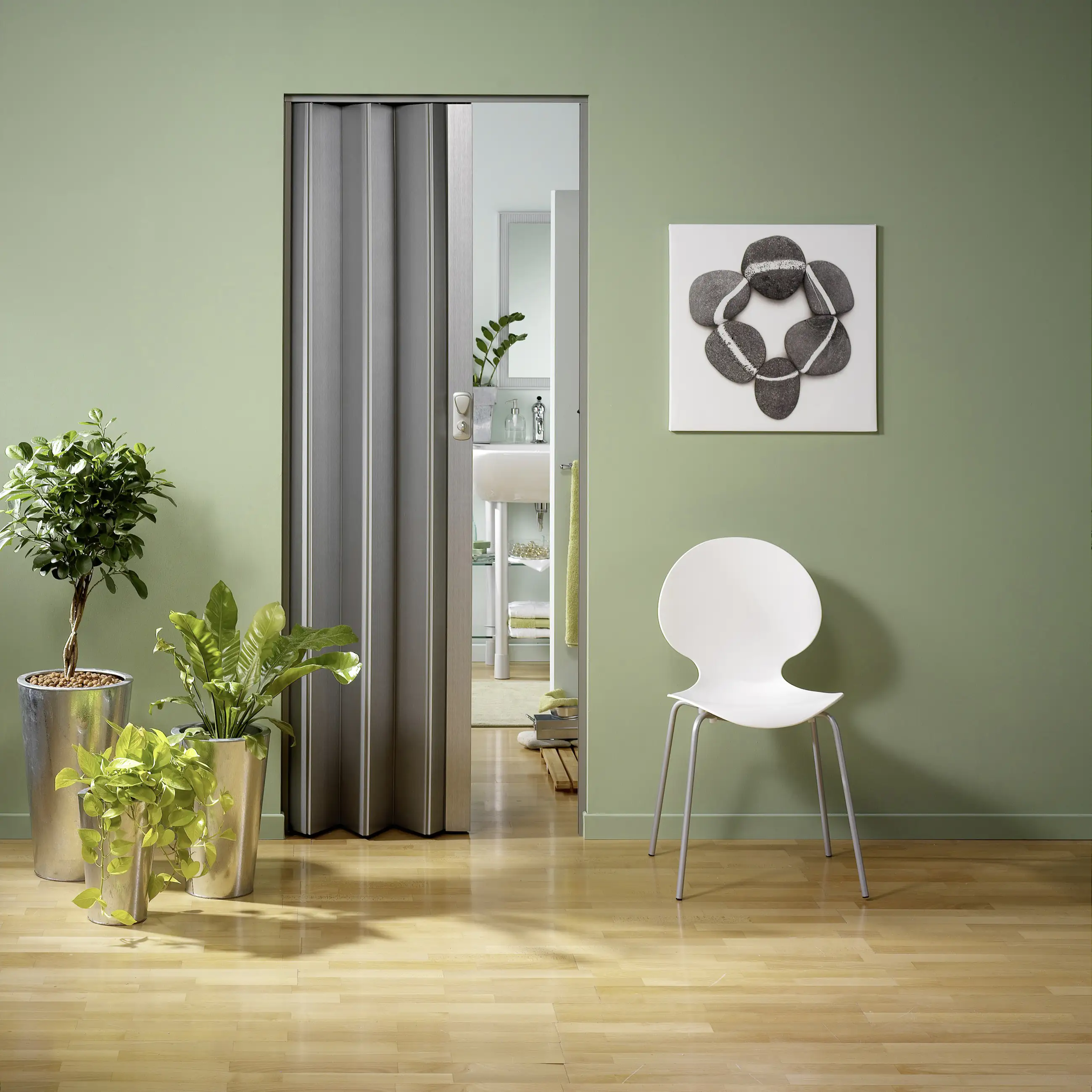 Grosfillex Falttüre Spacy Aluminium Optik 84 x 205 cm