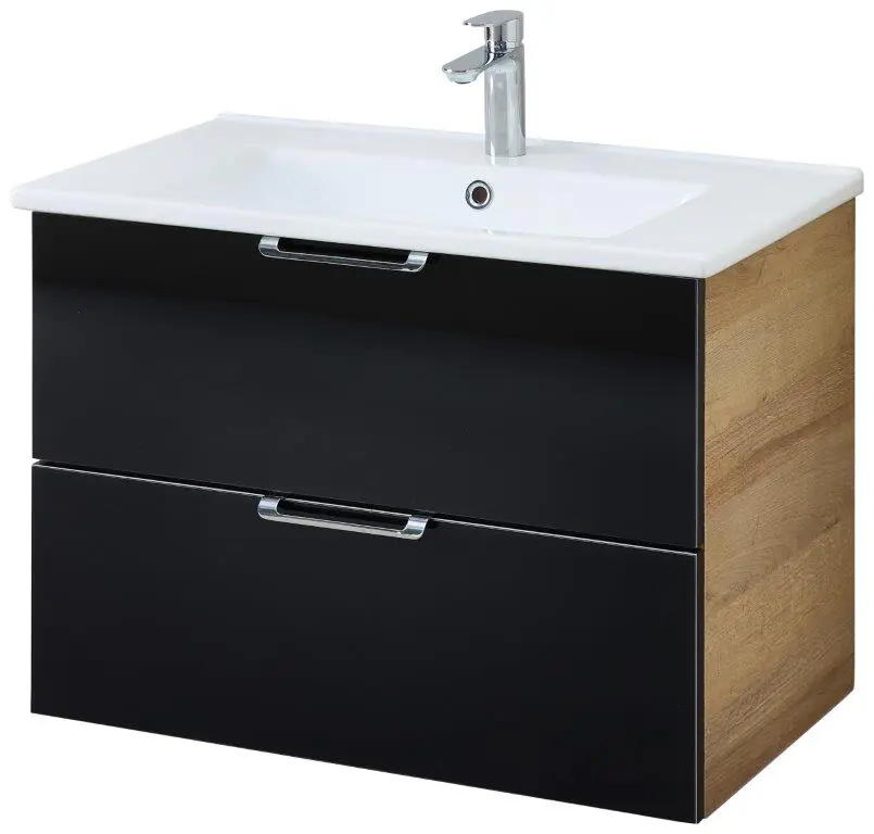 Pelipal Bad-Waschtischunterschrank mit Keramikwaschtisch Münster Riviera Eiche Dekor schwarz 75 x 54 cm Pelipal Bad-Waschtischunterschrank mit Keramikwaschtisch Münster Riviera Eiche Dekor schwarz 75 x 54 cm
