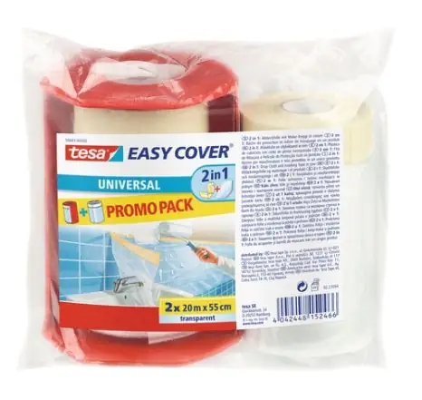 tesa Easy Cover Universal Abdeckfolie Promopack Abroller + Nachfüllrolle 20 m x 0,55 m