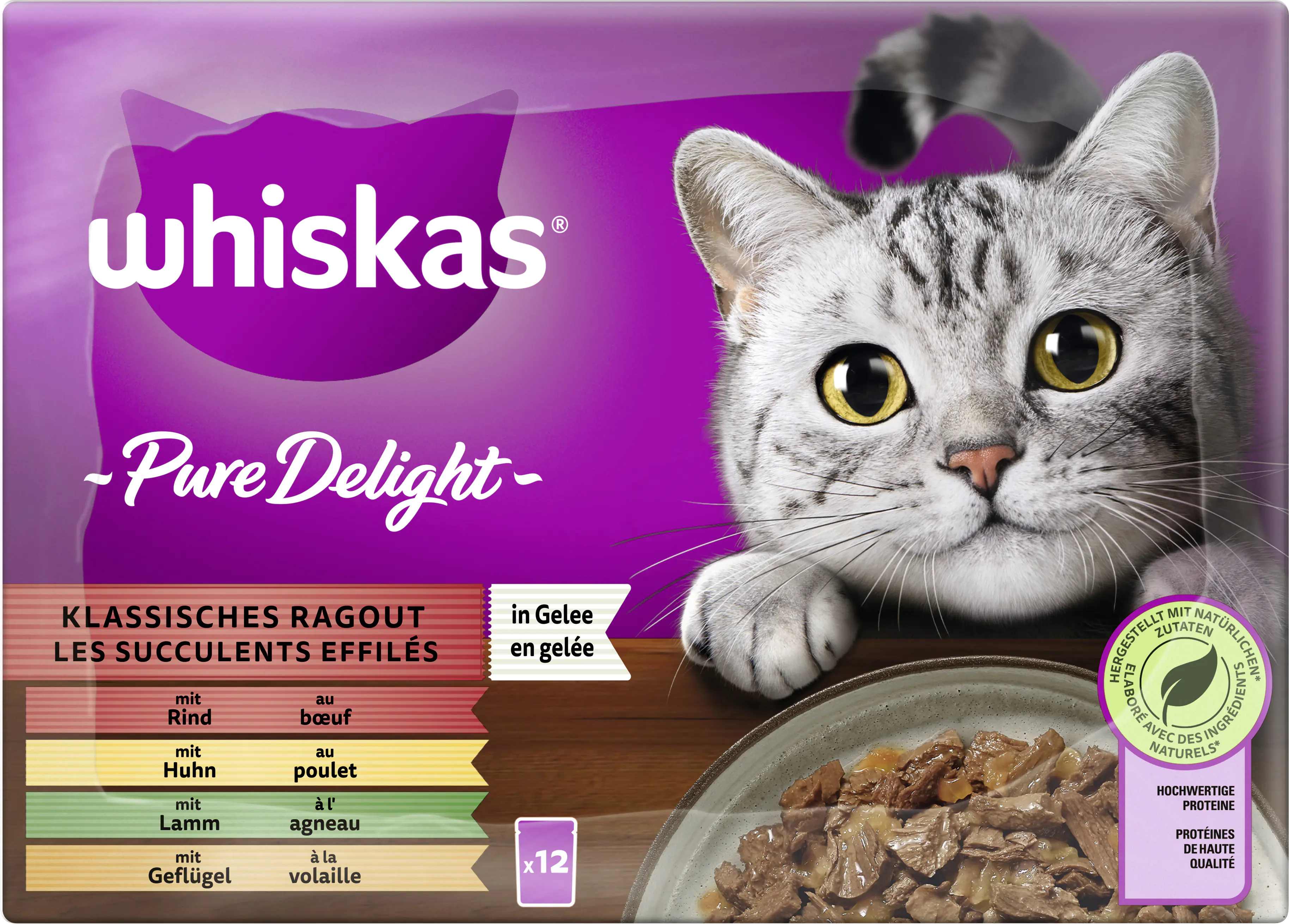 Whiskas Multipack Pure Delight Klassisches Ragout Katzenfutter 12 x 85 g Whiskas Multipack Pure Delight Klassisches Ragout Katzenfutter 12 x 85 g