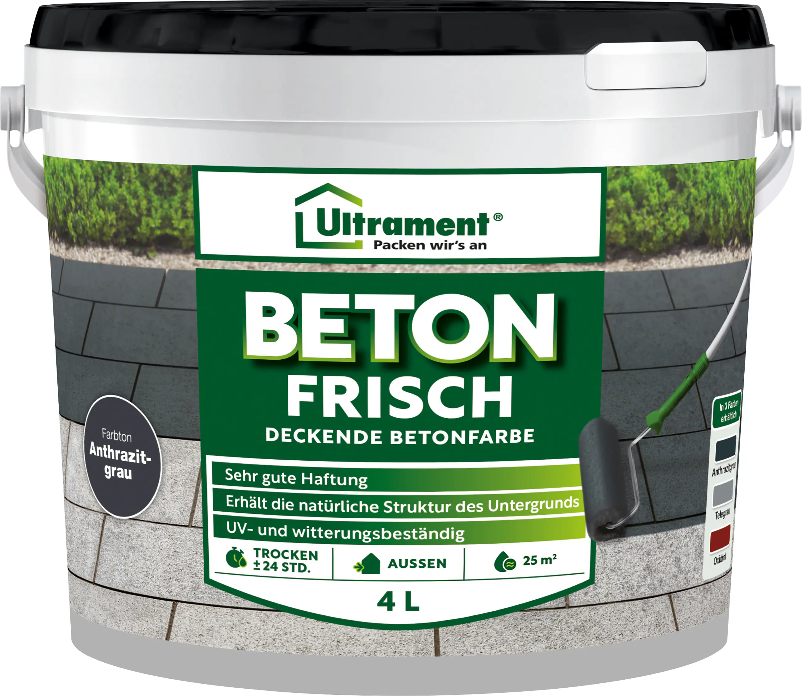 Ultrament Bodenfarbe Beton Frisch 4 L anthrazitgrau