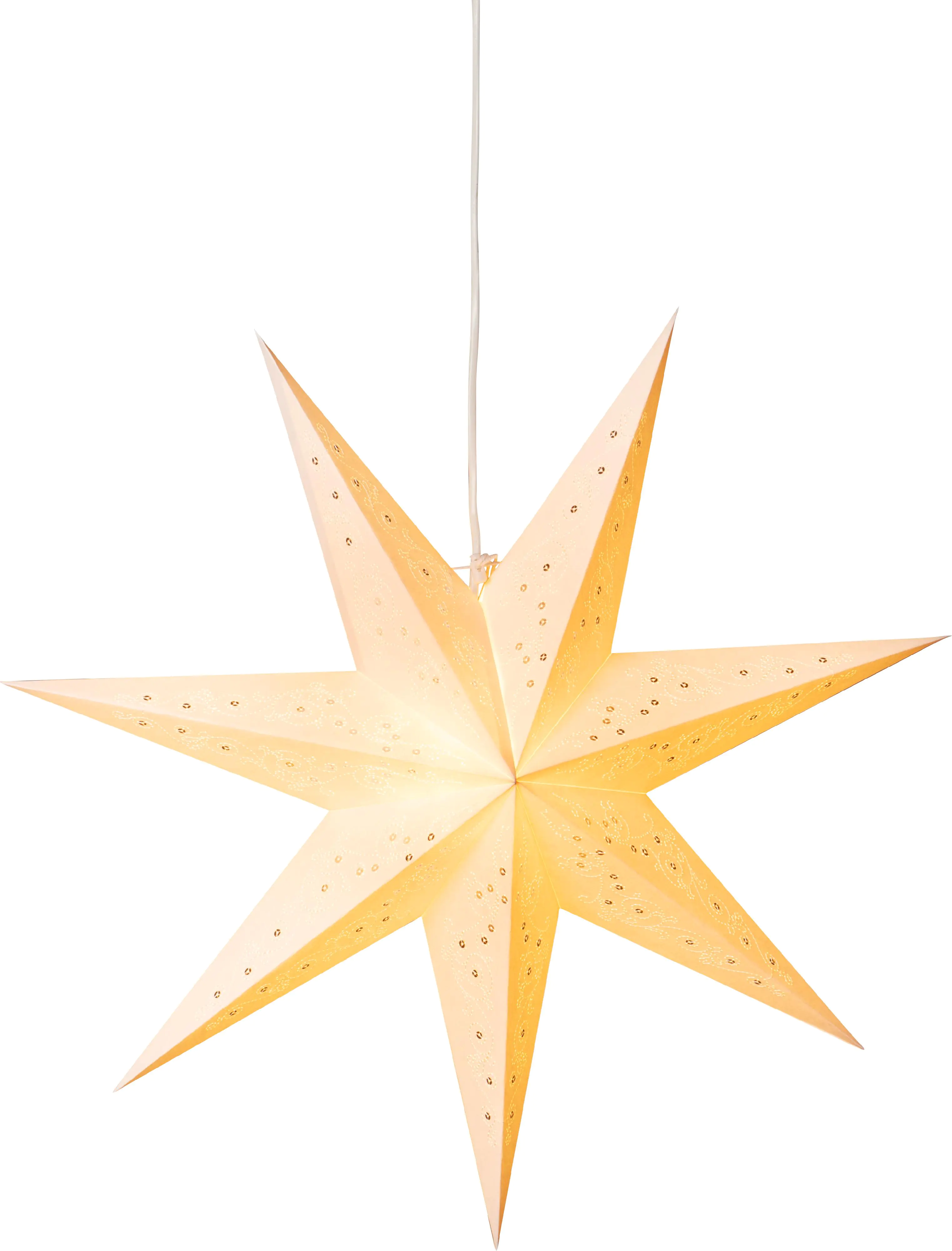 Konstsmide Papierstern weiß mit gesticktem weißem Muster für Innen Konstsmide Papierstern weiß mit gesticktem weißem Muster für Innen