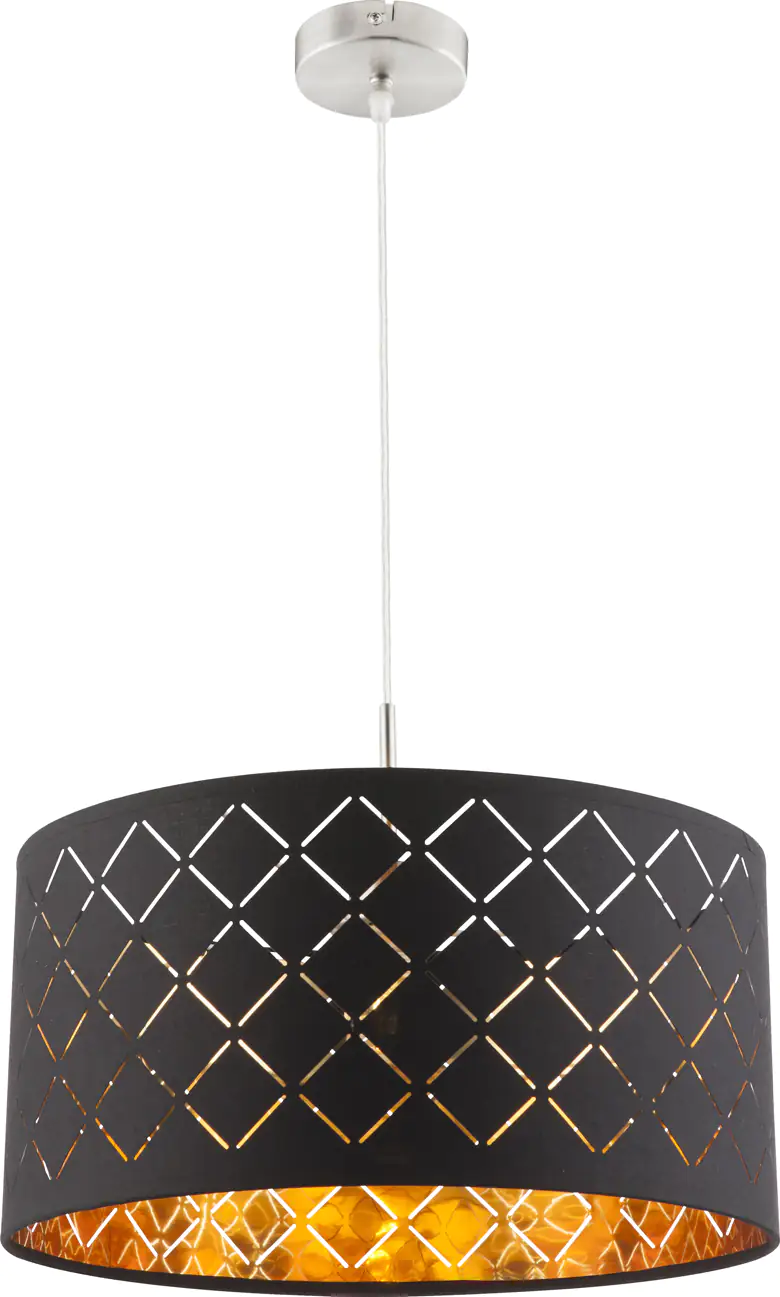 9007371355013_3 Globo Hängeleuchte Clarke schwarz-gold Ø 40 cm E27, max. 40 W