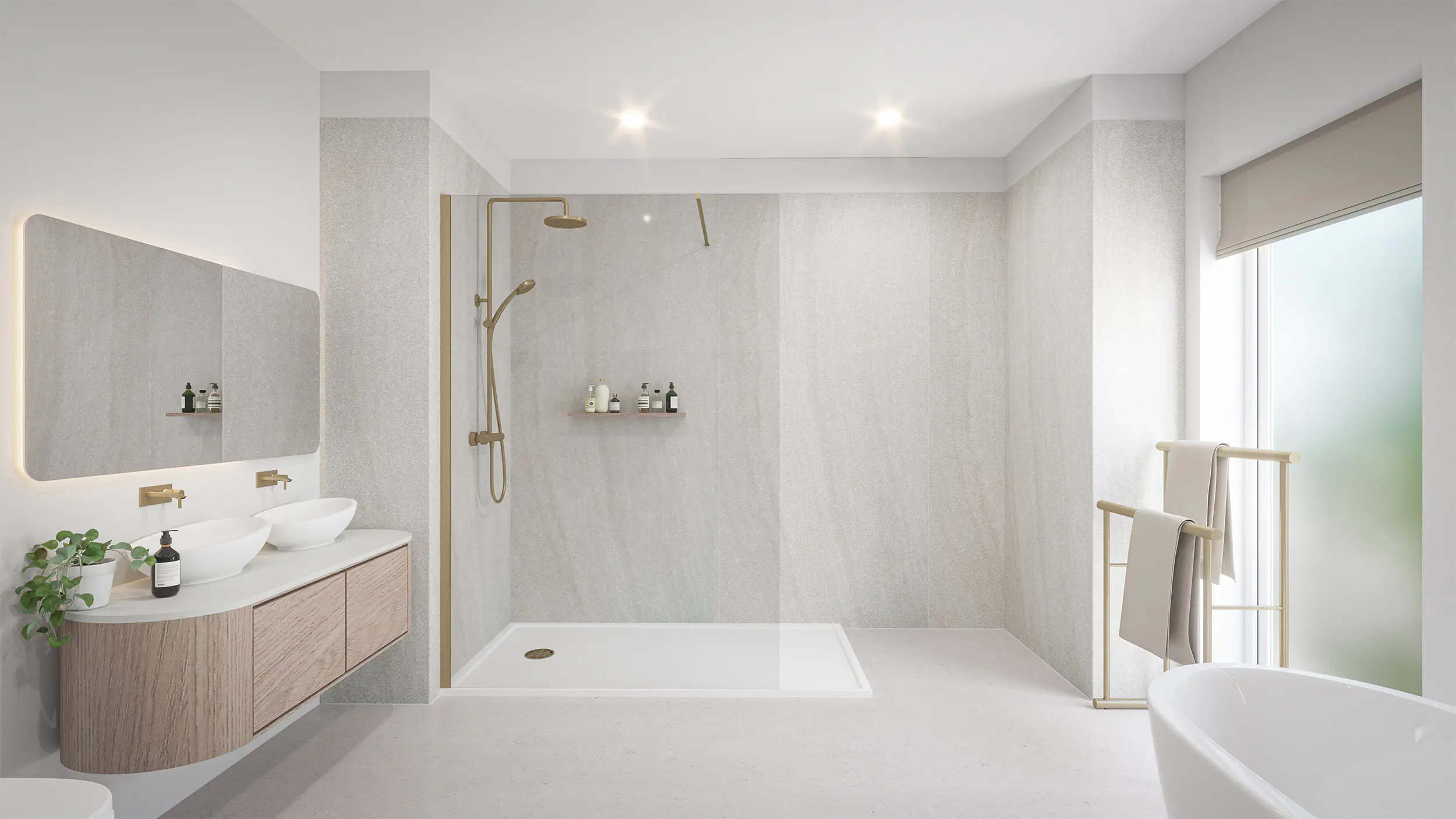Wetwall Elite Wandpaneel  Moonlit Sand 60 x 242 cm mit abgerundeter Abschlusskante
