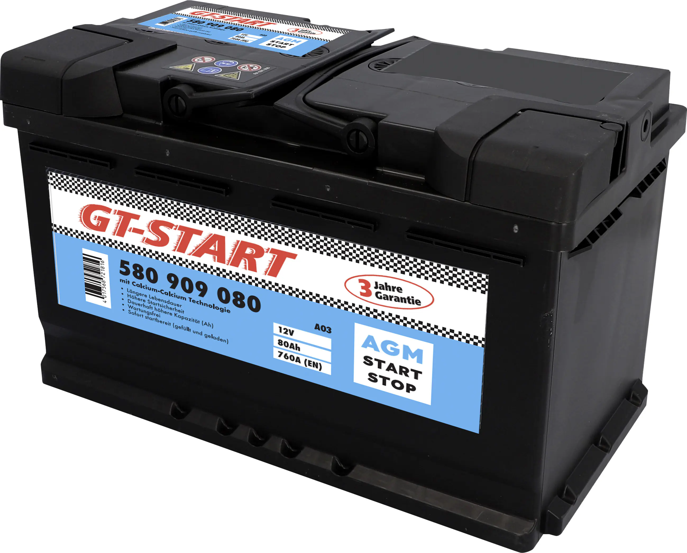 GT-Start Starterbatterie AGM 80Ah 760A 580 909 080