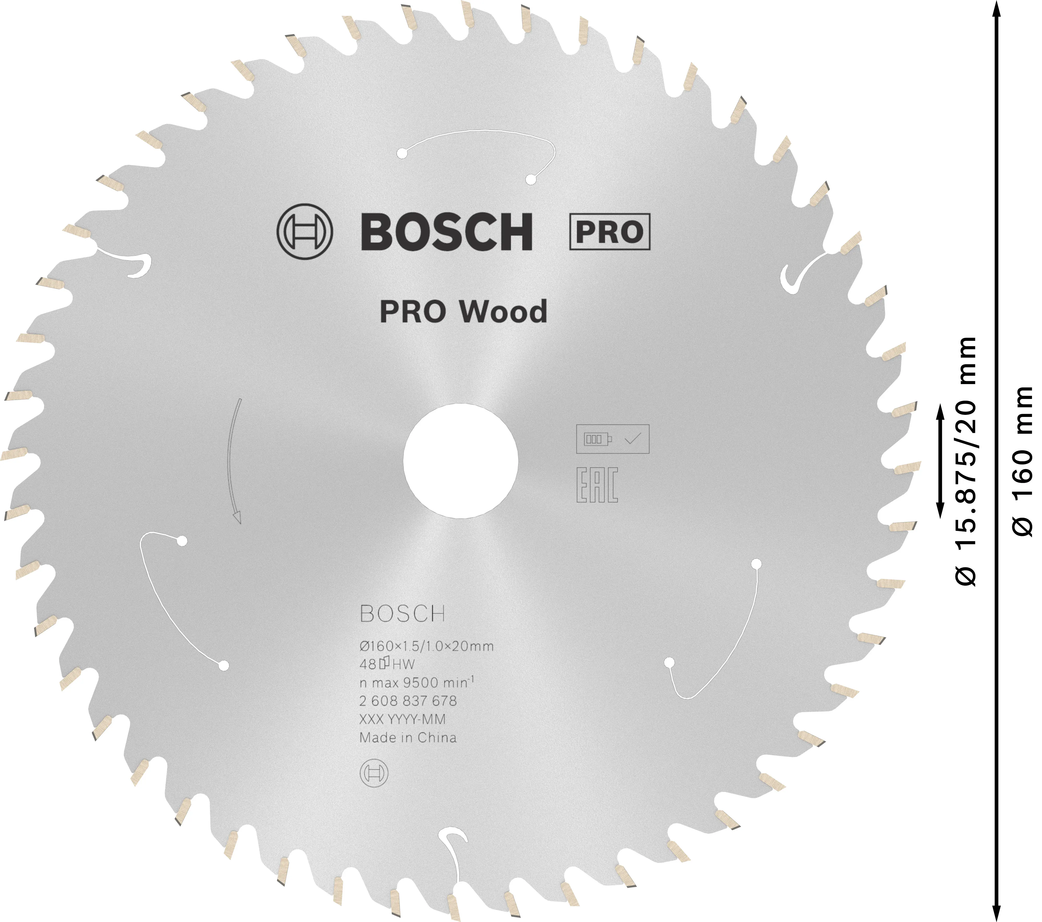 Bosch PRO Wood cordless Kreissägeblatt 160 x 1,5 x 20 mm T48 Bosch PRO Wood cordless Kreissägeblatt 160 x 1,5 x 20 mm T48