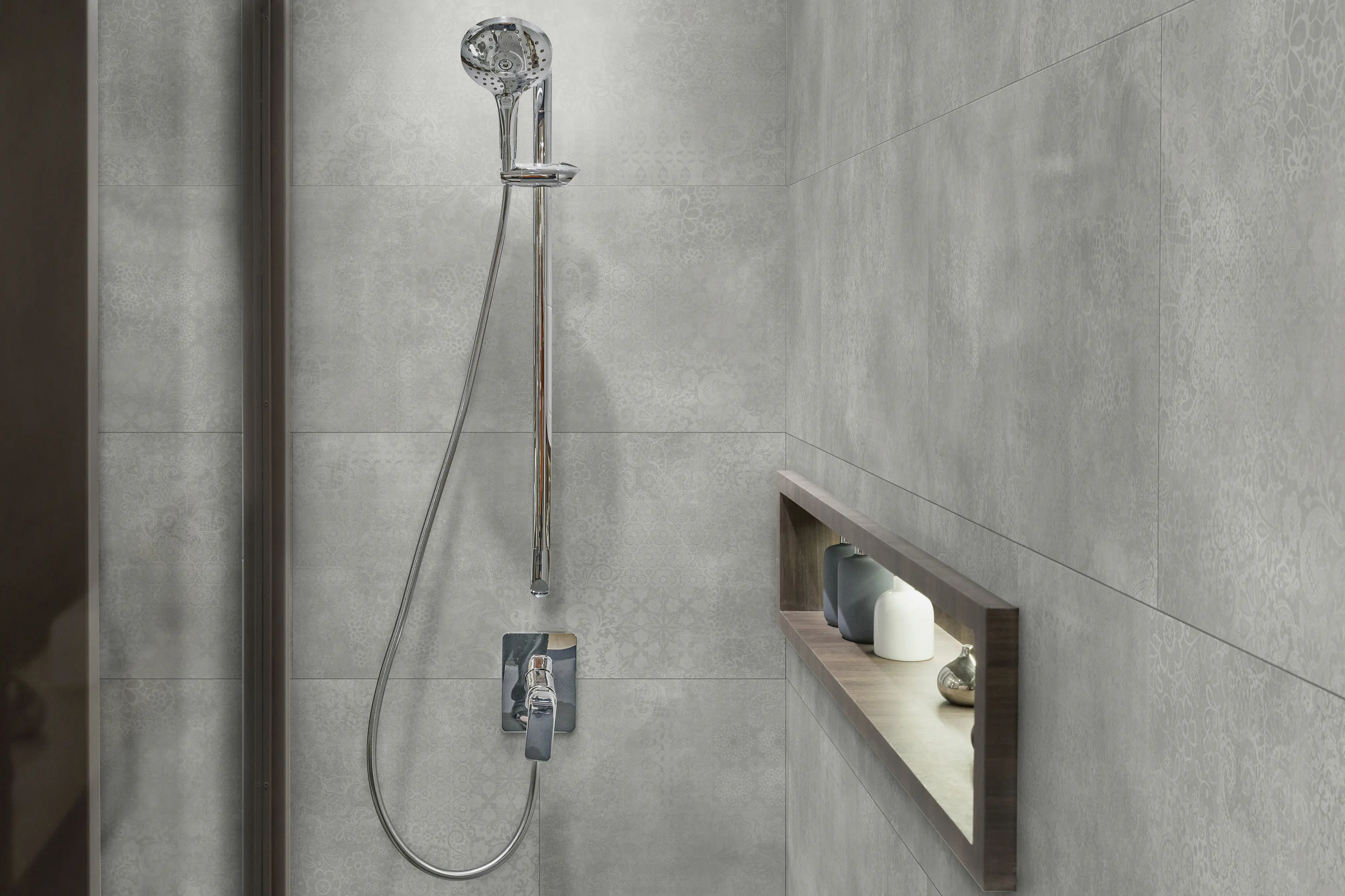 Grosfillex Kunststoffpaneel GX Wall+ Grey Cement Flower 90 x 45 cm 5 mm