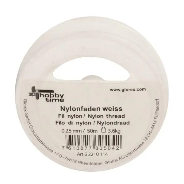 Glorex Nylonfaden weiß 0,25 mm, 50 m