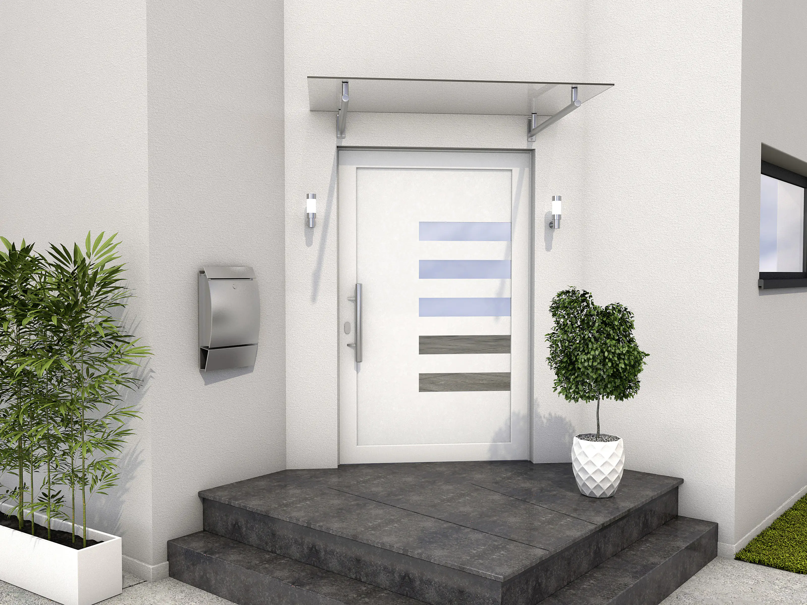 Gutta Edelstahlvordach HD 160 Edelstahl, Verbundglas klar