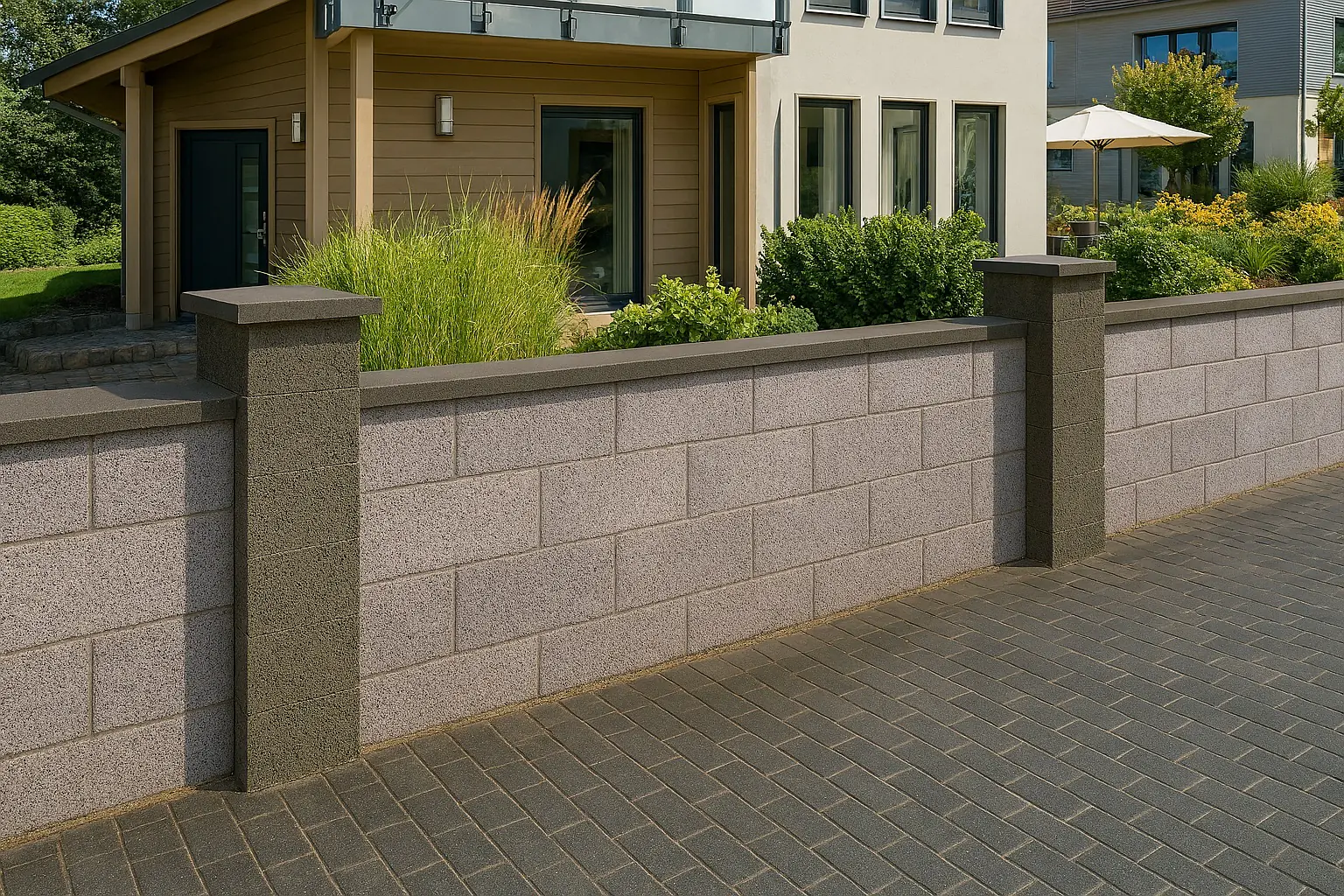 EHL Pfeilerabdeckplatte Planomur 40 x 40 x 4 cm mit Wassernase anthrazit 