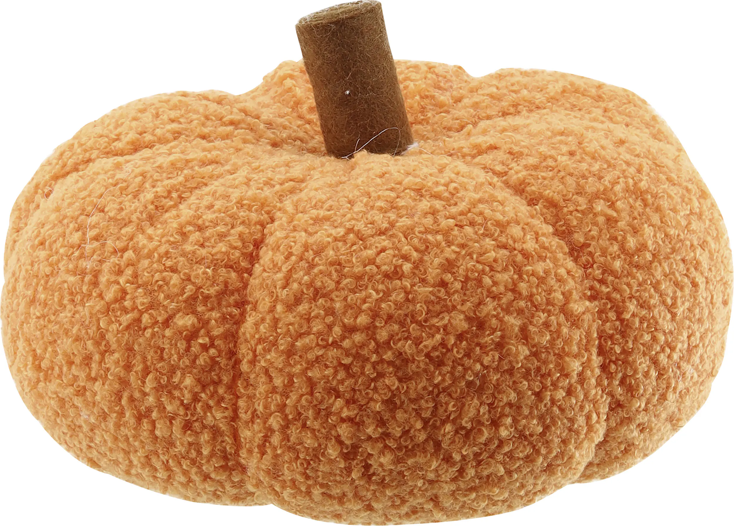 Herbstdeko Kürbis Plüsch 18 cm orange-braun