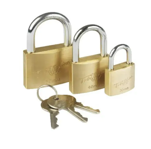 Primaster Vorhängeschlösser Messing 50, 65, 75 mm inkl. 9 Schlüssel Primaster Vorhängeschlösser Messing 50, 65, 75 mm inkl. 9 Schlüssel