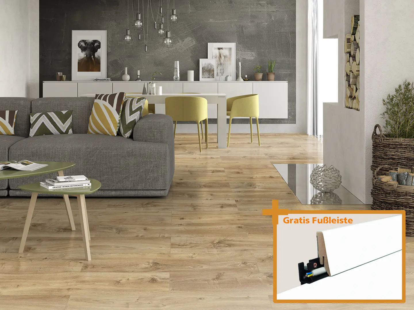 Classen Laminat Eiche Avana LHD inkl. 2 mm Trittschall + 1 Gratis Fussleiste