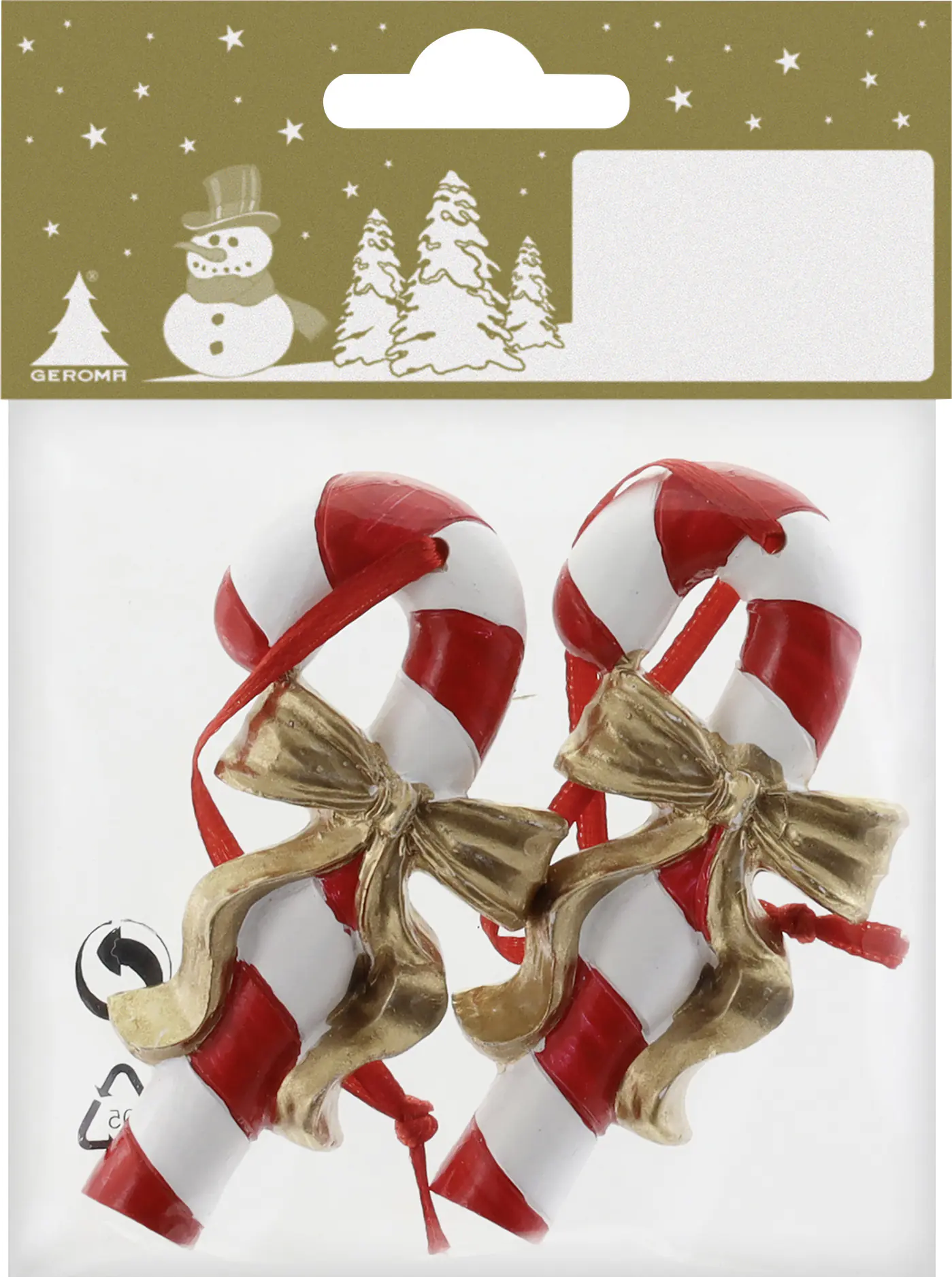 Weihnachtsanhänger Zuckerstangen 8 cm rot weiß gold 2 Stück