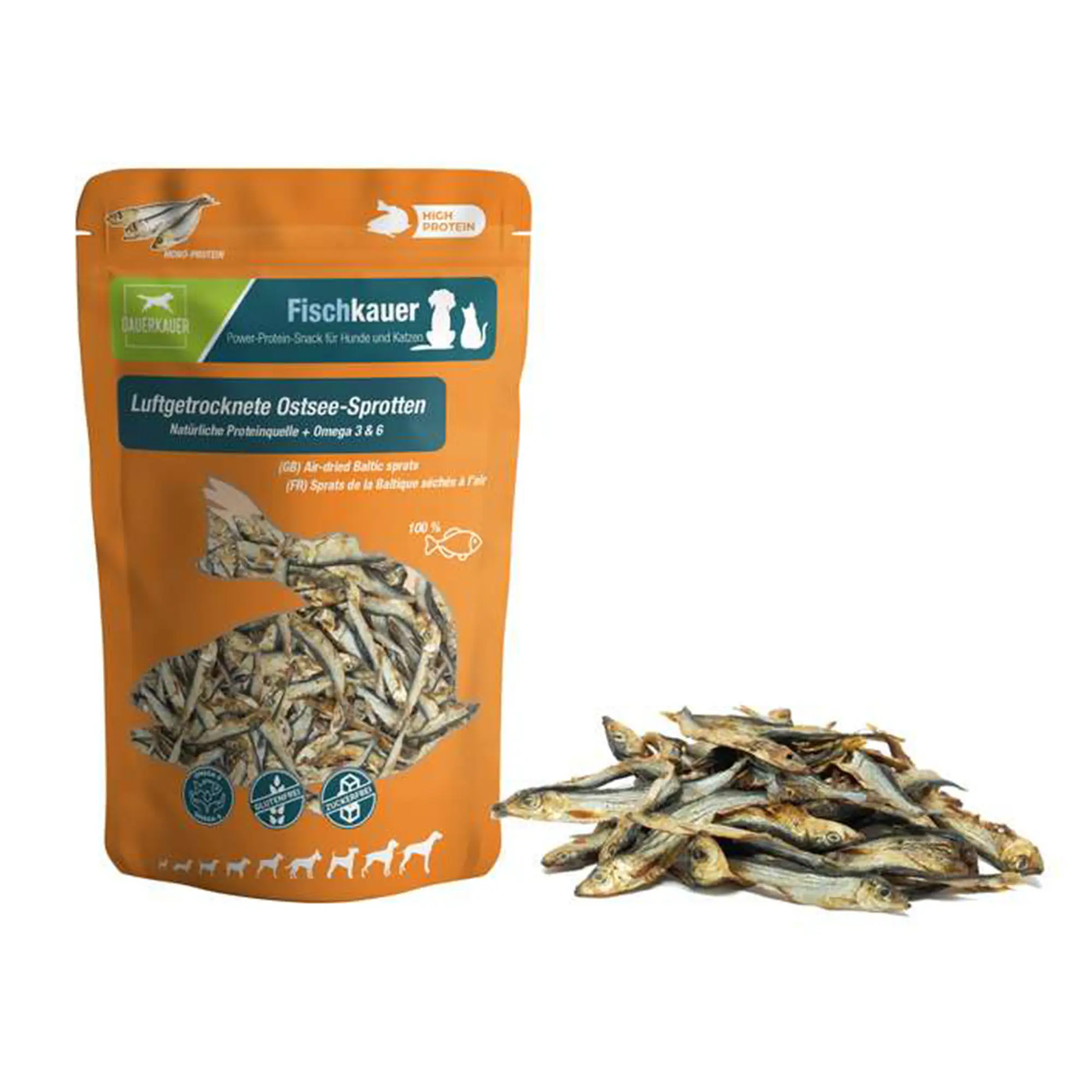 Wolters Dauerkauer Ostsee-Sprotten Protein-Snack für Hunde und Katzen 60 g