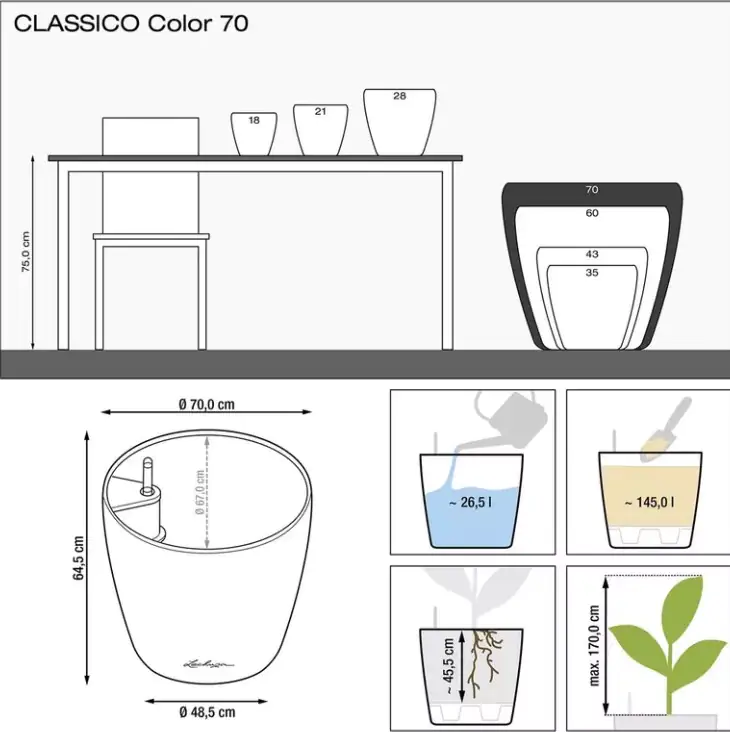 Lechuza Pflanzgefäß Classico Color 70 weiß Lechuza Pflanzgefäß Classico Color 70 weiß