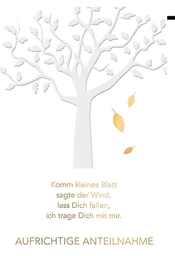 Trauerkarte Blätter fallen vom Baum A6