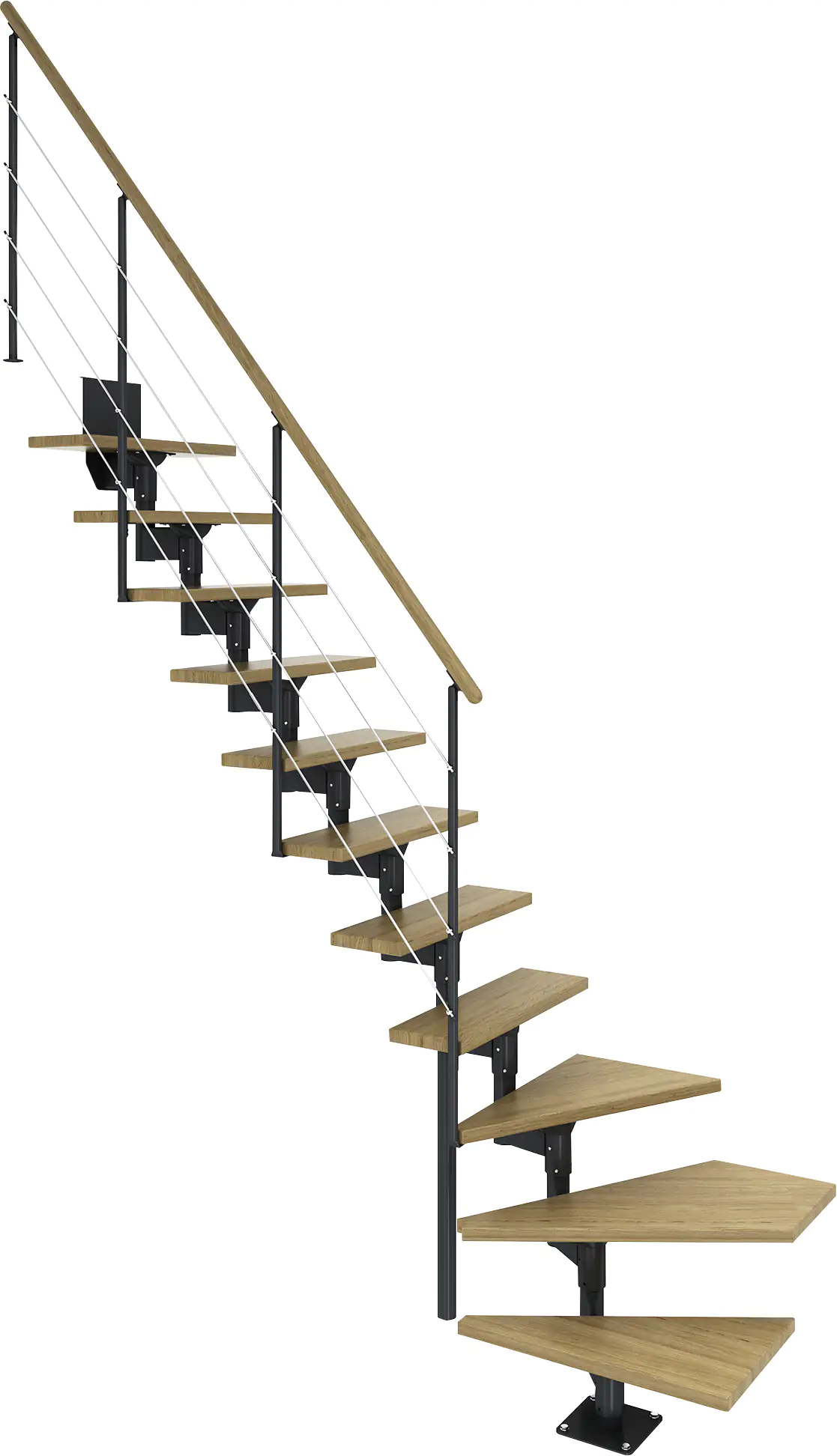 Dolle Mittelholmtreppe Boston 1/4gew. Anthrazit 11 Stufen Eiche