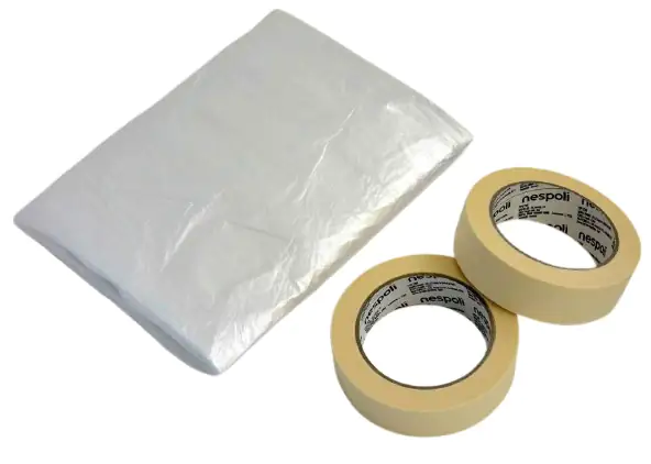 Nespoli Abdeckfolie 4 x 5 m mit 2 x Flachkreppband 30 mm x 50 m Nespoli Abdeckfolie 4 x 5 m mit 2 x Flachkreppband 30 mm x 50 m