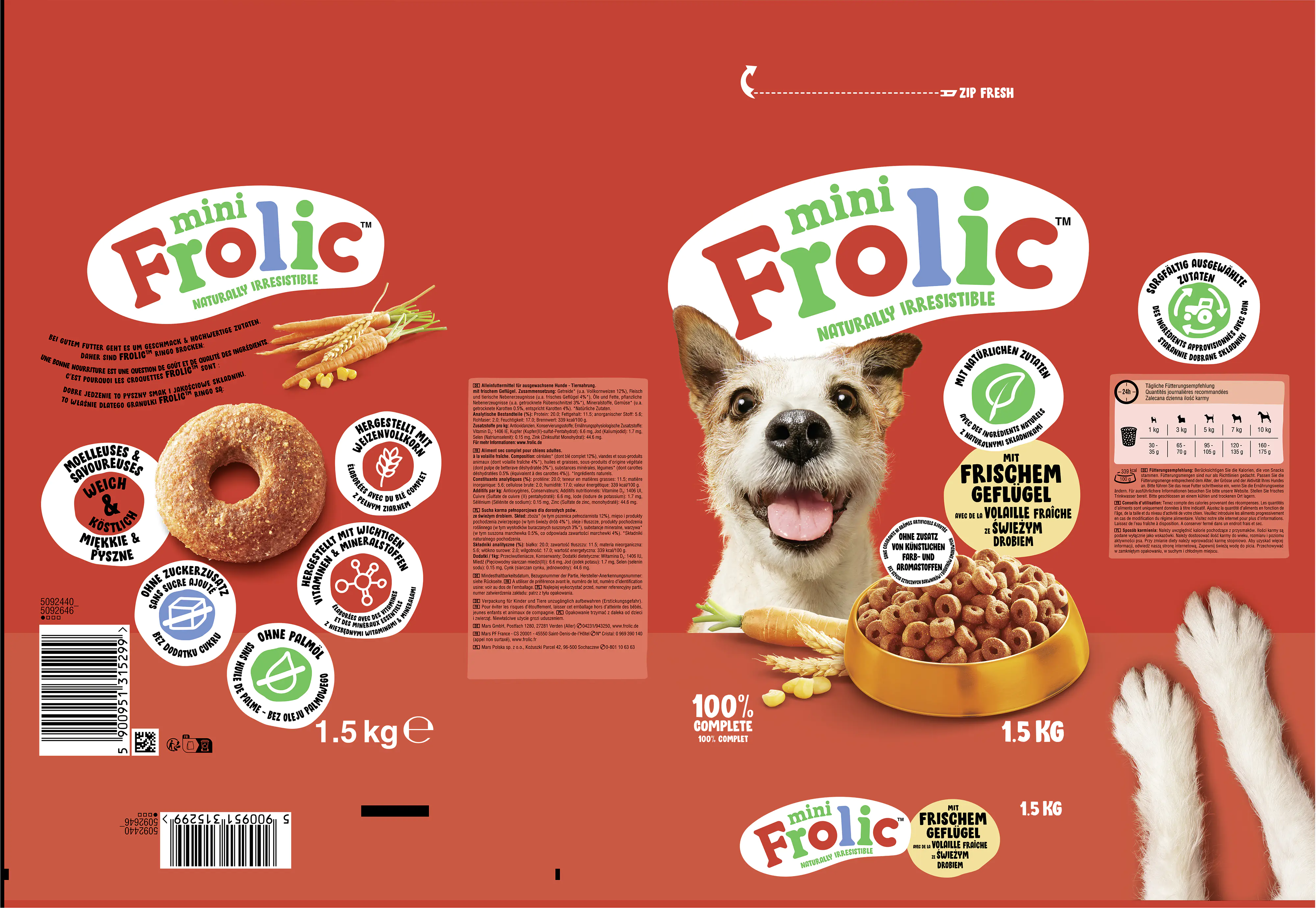 Frolic Trockenfutter Mini Geflügel 1,5 kg Frolic Trockenfutter Mini Geflügel 1,5 kg