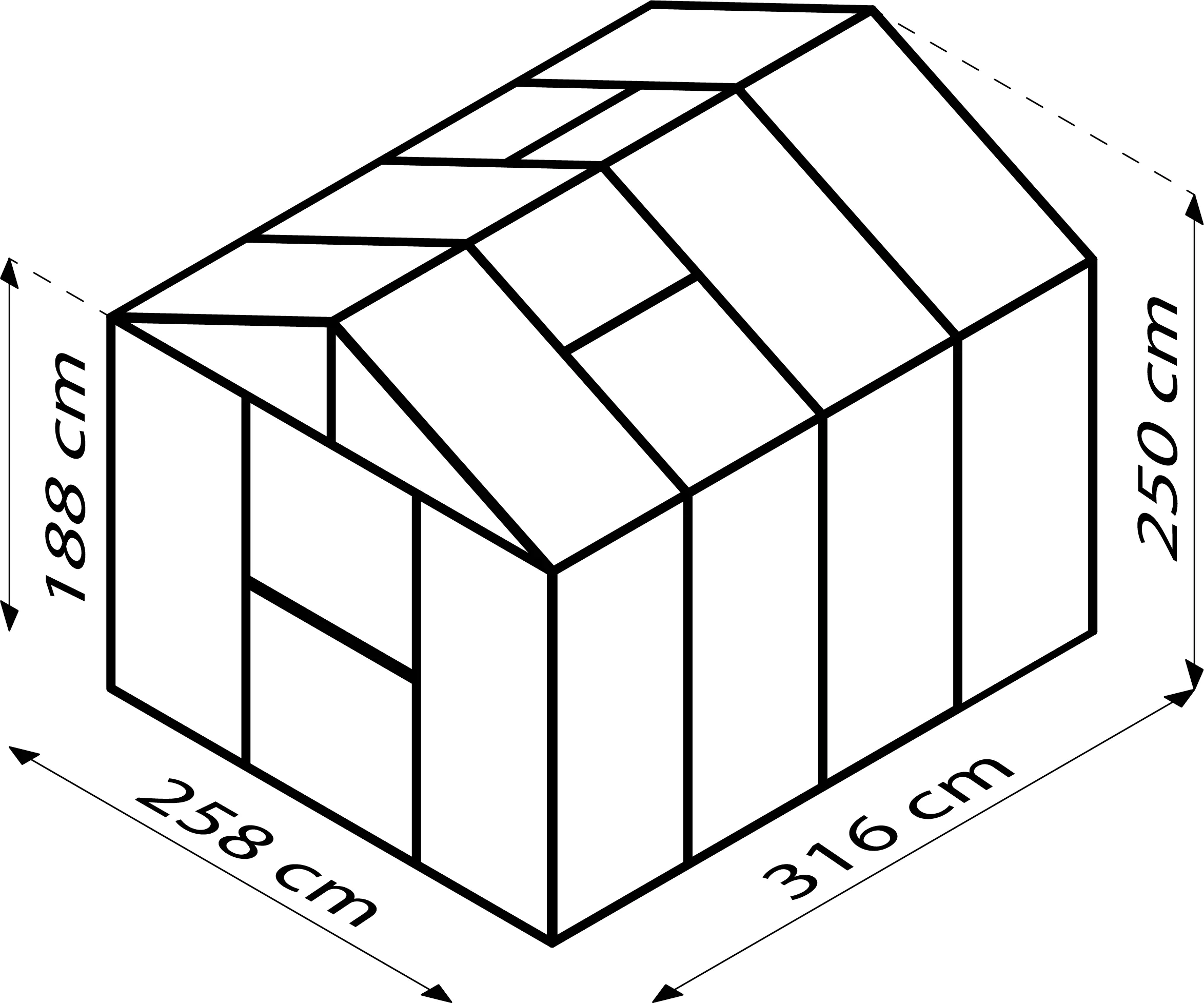 Vitavia Gewächshaus Zeus 8100 256 x 314 cm 10 mm Hohlkammerplatten