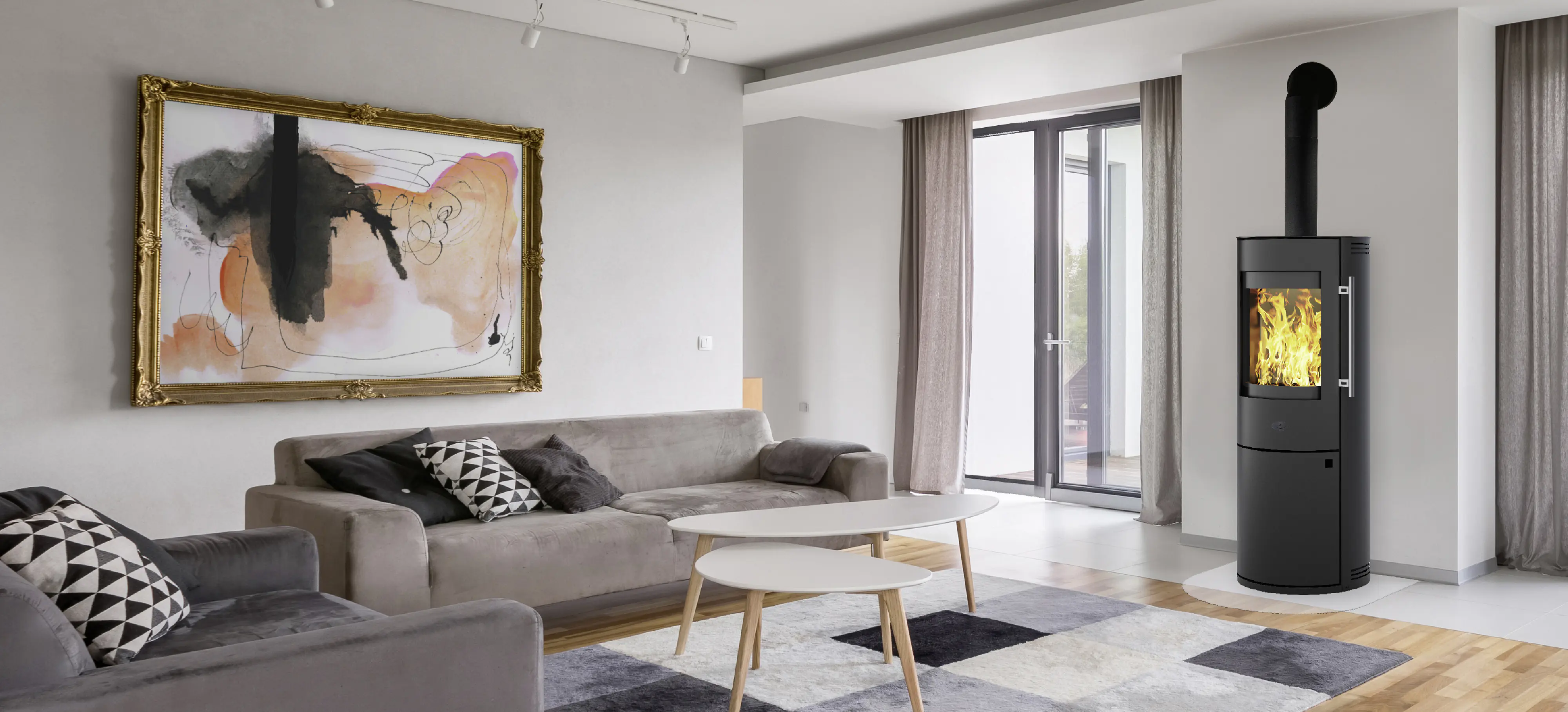 Kleining Kaminofen LUGANO mit Stahlverkleidung schwarz 6 kW