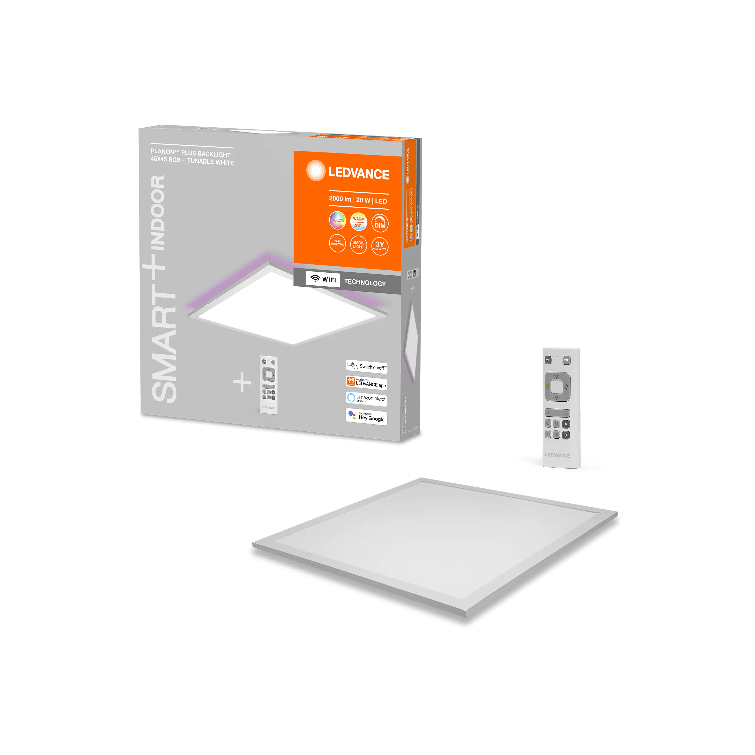 4058075650152_1 Ledvance LED Panel Smart+ WiFi Planon Plus silber 45 x 45 cm RGB-Backlight