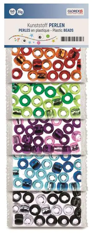 Glorex Kunststoff Perlen Silbereinzug 25 g, 6 x 9 mm