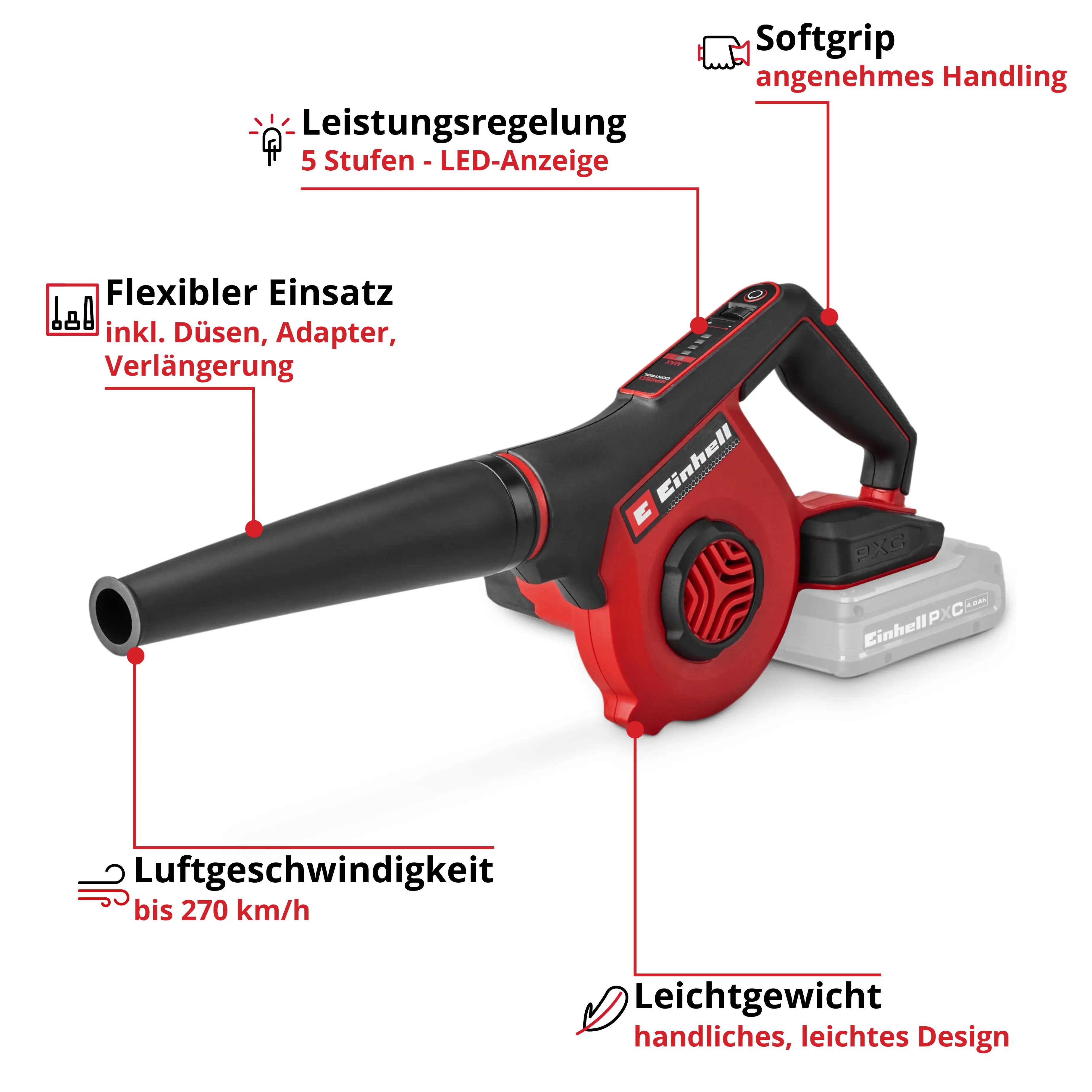 Einhell Expert Akku-Bläser TE-CB 18/270 Li Solo