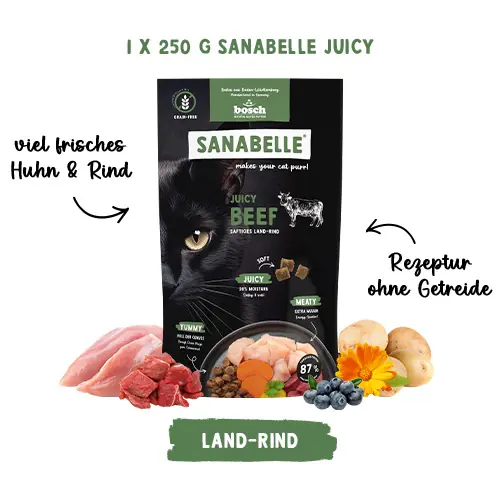 Sanabelle Juicy softes Katzentrockenfutter Adult 2 + 1 Gratis Probieraktion