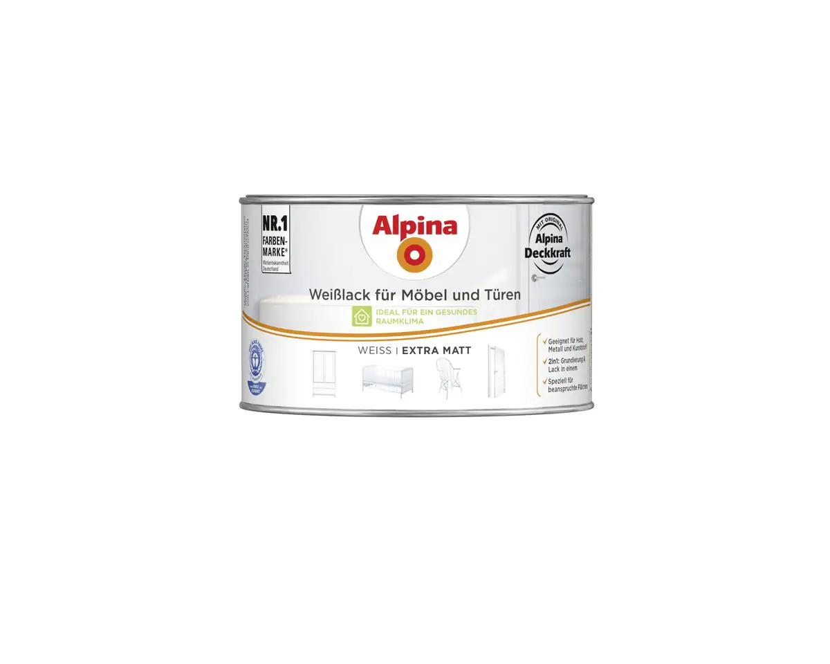 4001244749614 Alpina Weißlack für Möbel und Türen 300 ml weiß extra matt