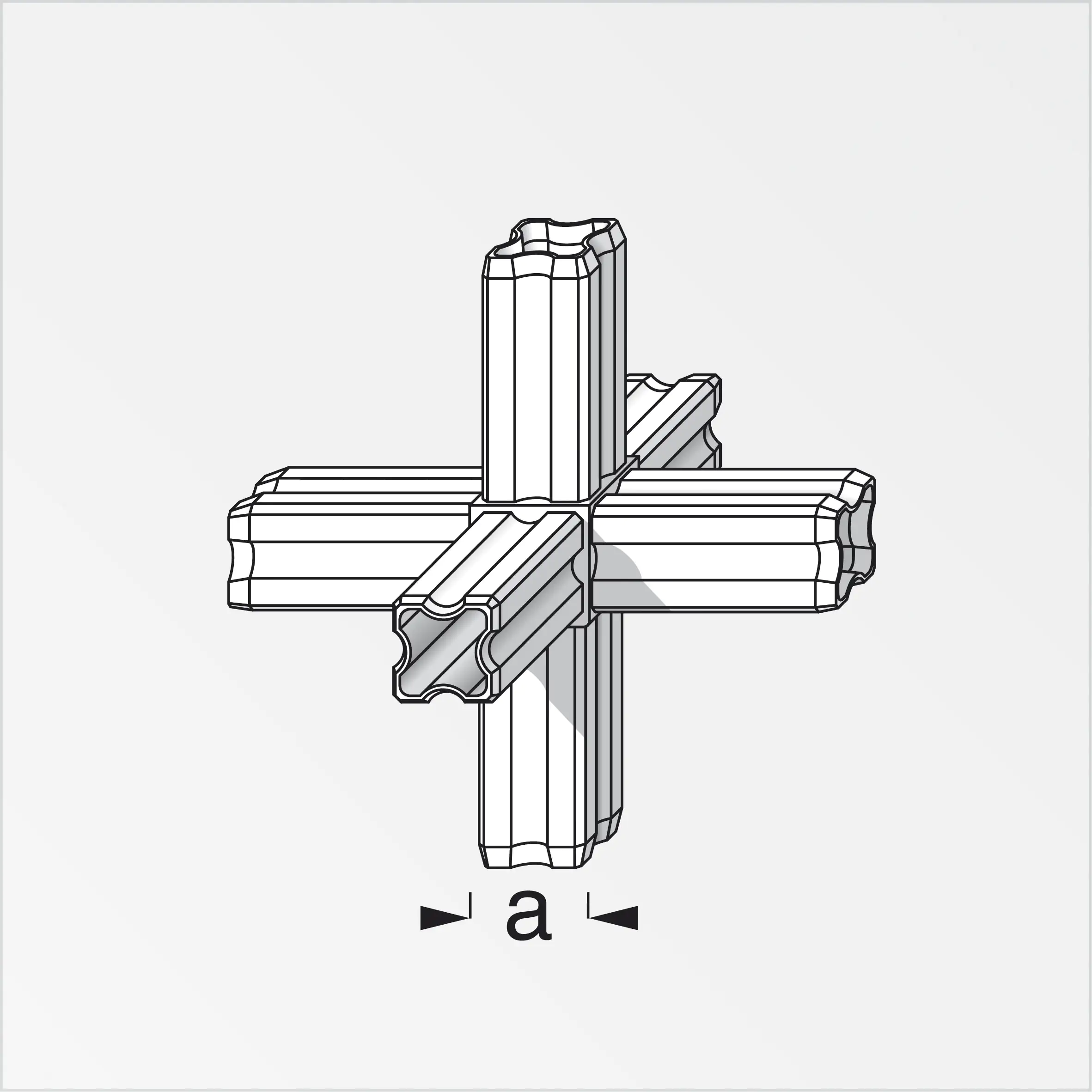 alfer Knoten-Verbinder 90º, 6 Zapfen 23.5 mm Kunststoff glatt schwarz