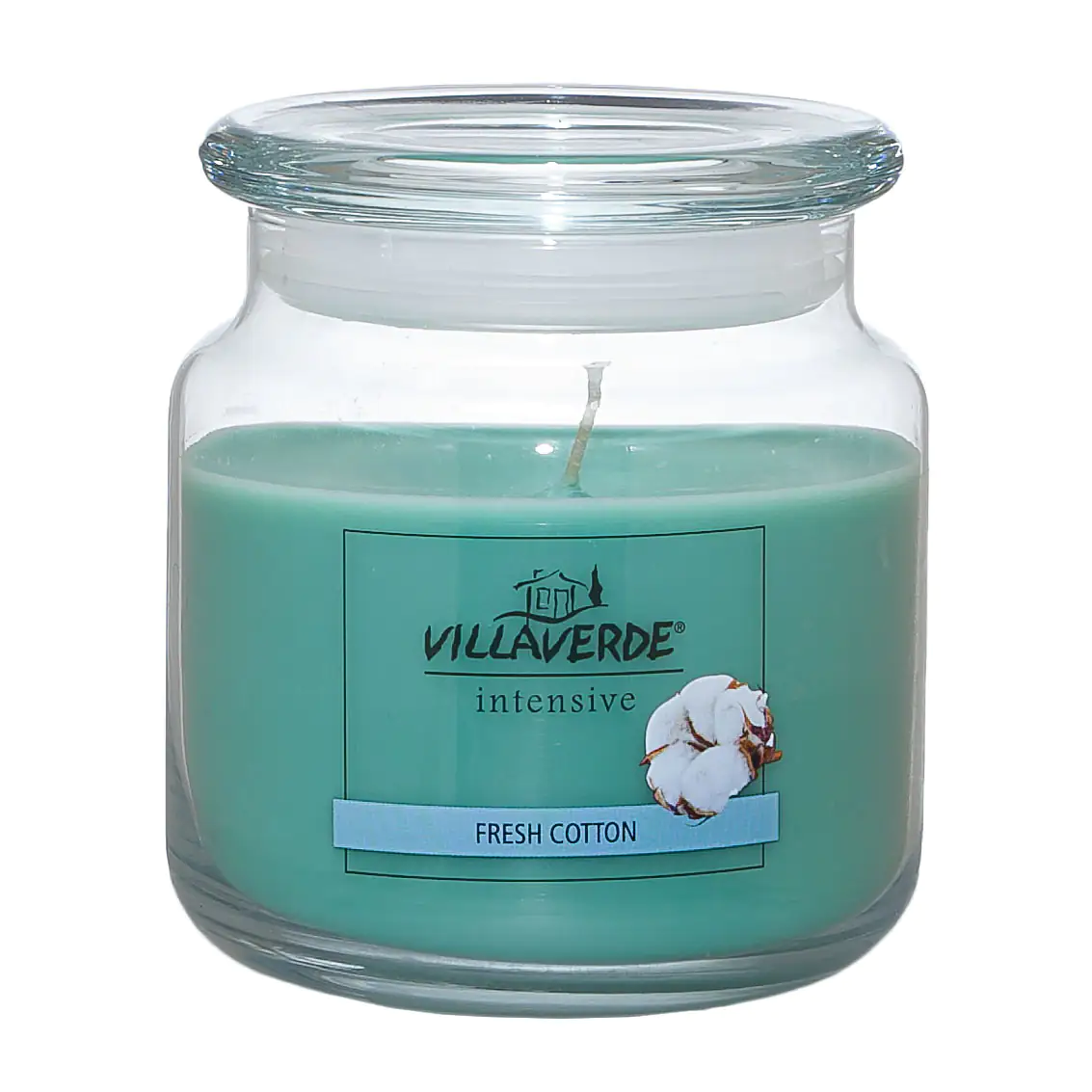 4019916360050 Villa Verde Duftkerze im Glas m. Deckel Fresh Cotton, Höhe: 10 cm, Ø 10 cm