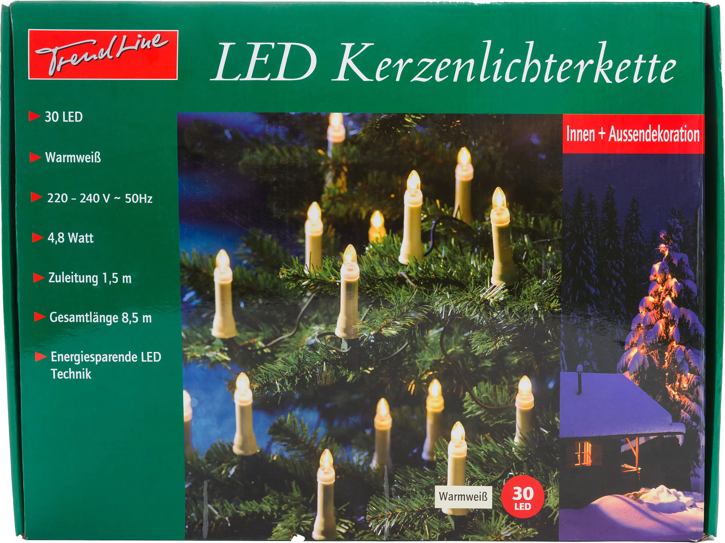 2077736023229_01 TrendLine LED Kerzenlichterkette 30 LED weiß 30 LED, weiß
