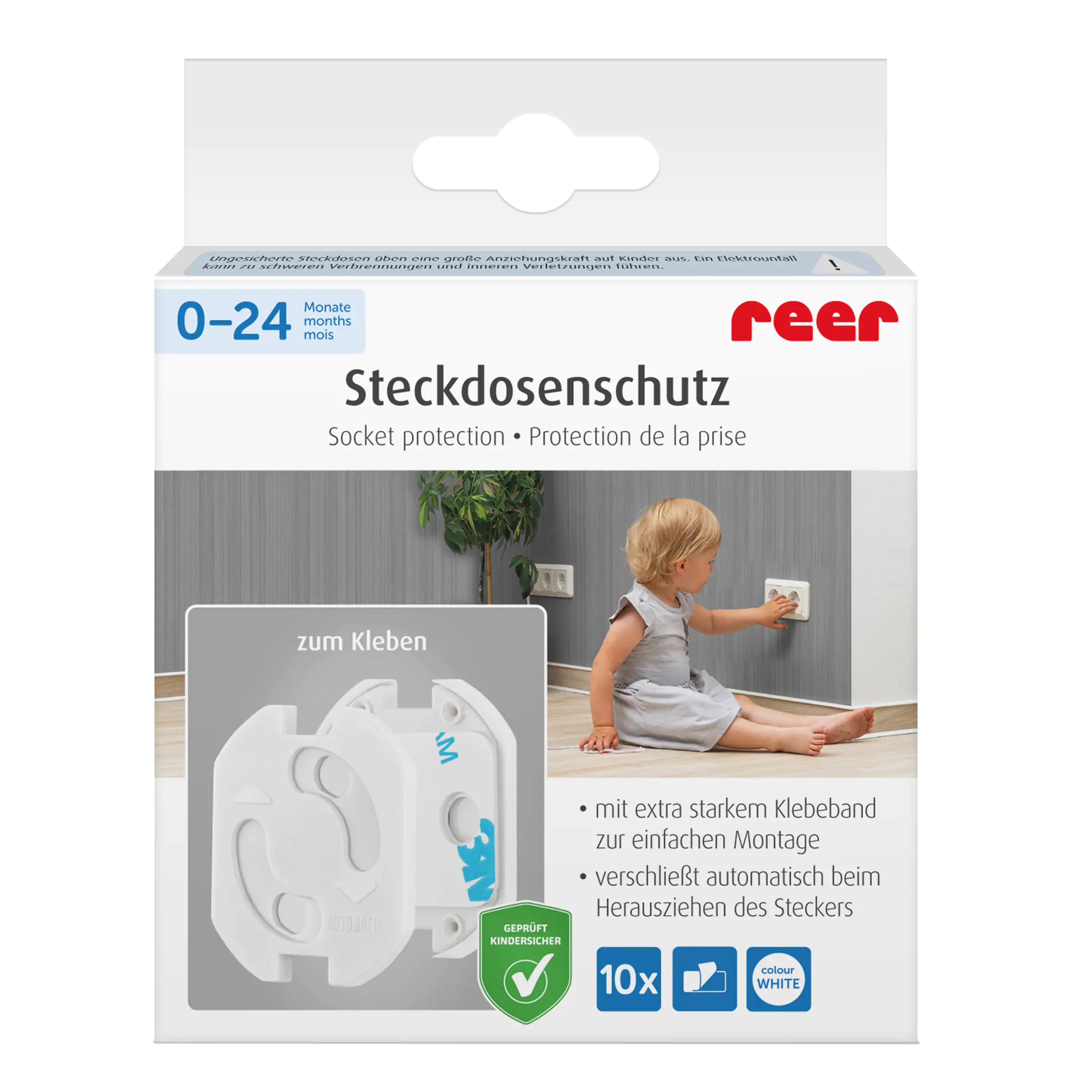 Reer Steckdosensicherung für Kinder weiß klebbar, 10 Stück Reer Steckdosensicherung für Kinder weiß klebbar, 10 Stück