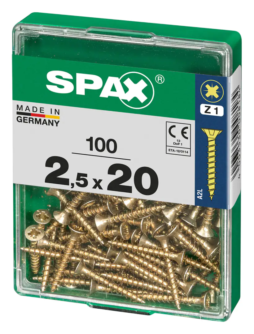 Spax Universalschrauben 2.5 x 20 mm PZ 1 - 100 Stk. Spax Universalschrauben 2.5 x 20 mm PZ 1 - 100 Stk.