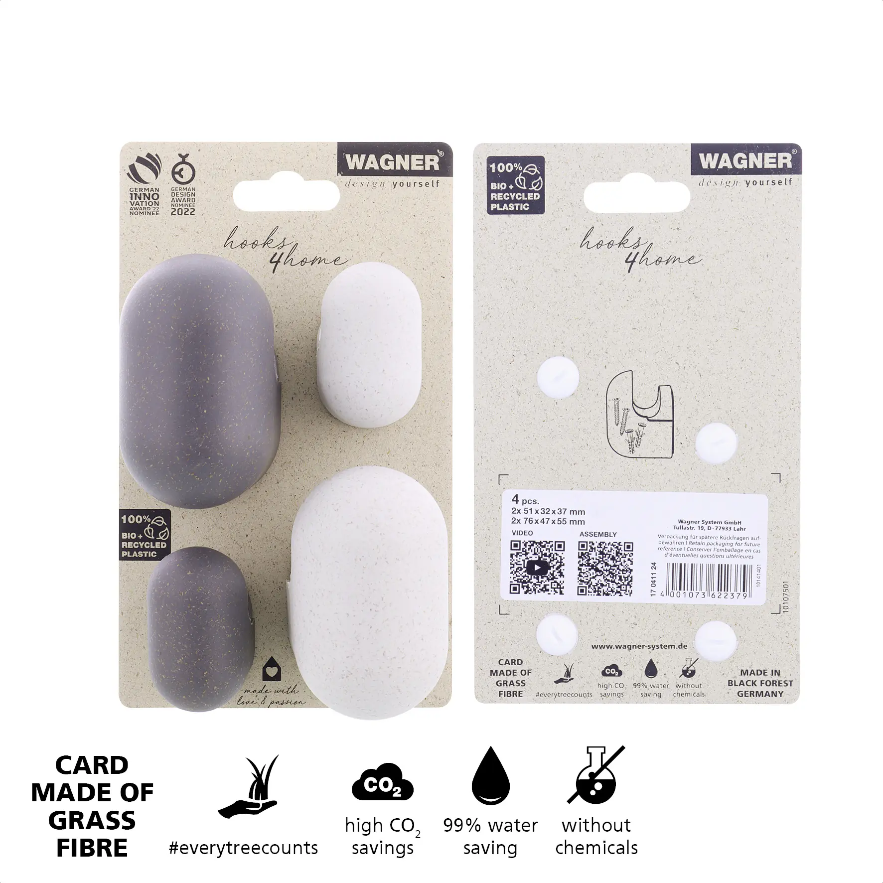 Wagner Wandhaken-Set hooks4home Pill Tragkraft bis 2 kg Bio Kunststoff hellgrau dunkelgrau 4 Stück Wagner Wandhaken-Set hooks4home Pill Tragkraft bis 2 kg Bio Kunststoff hellgrau dunkelgrau 4 Stück
