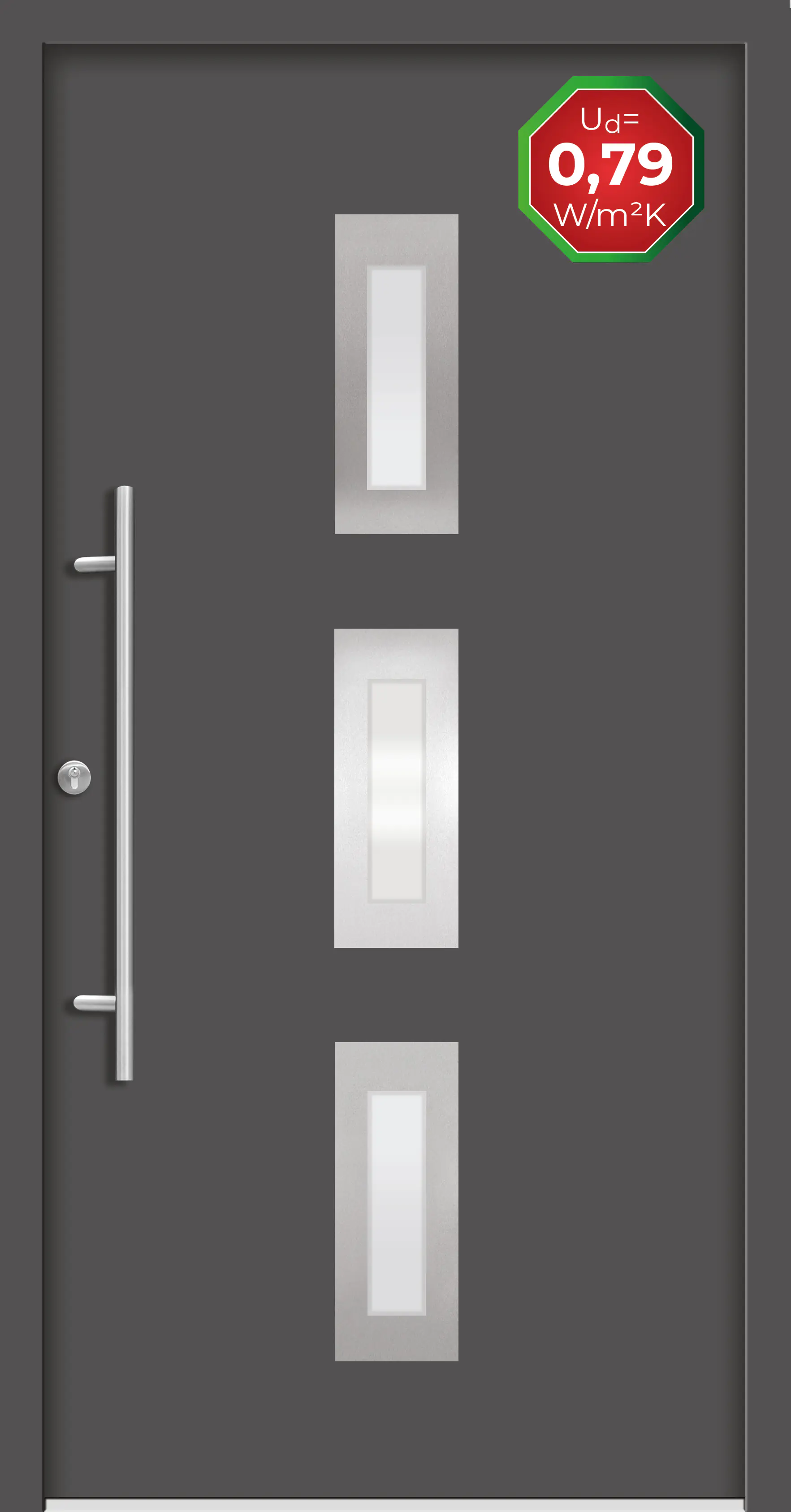 Splendoor Haustür Passivedoor Premium B02 Anthrazit DIN Links 110 x 210 cm